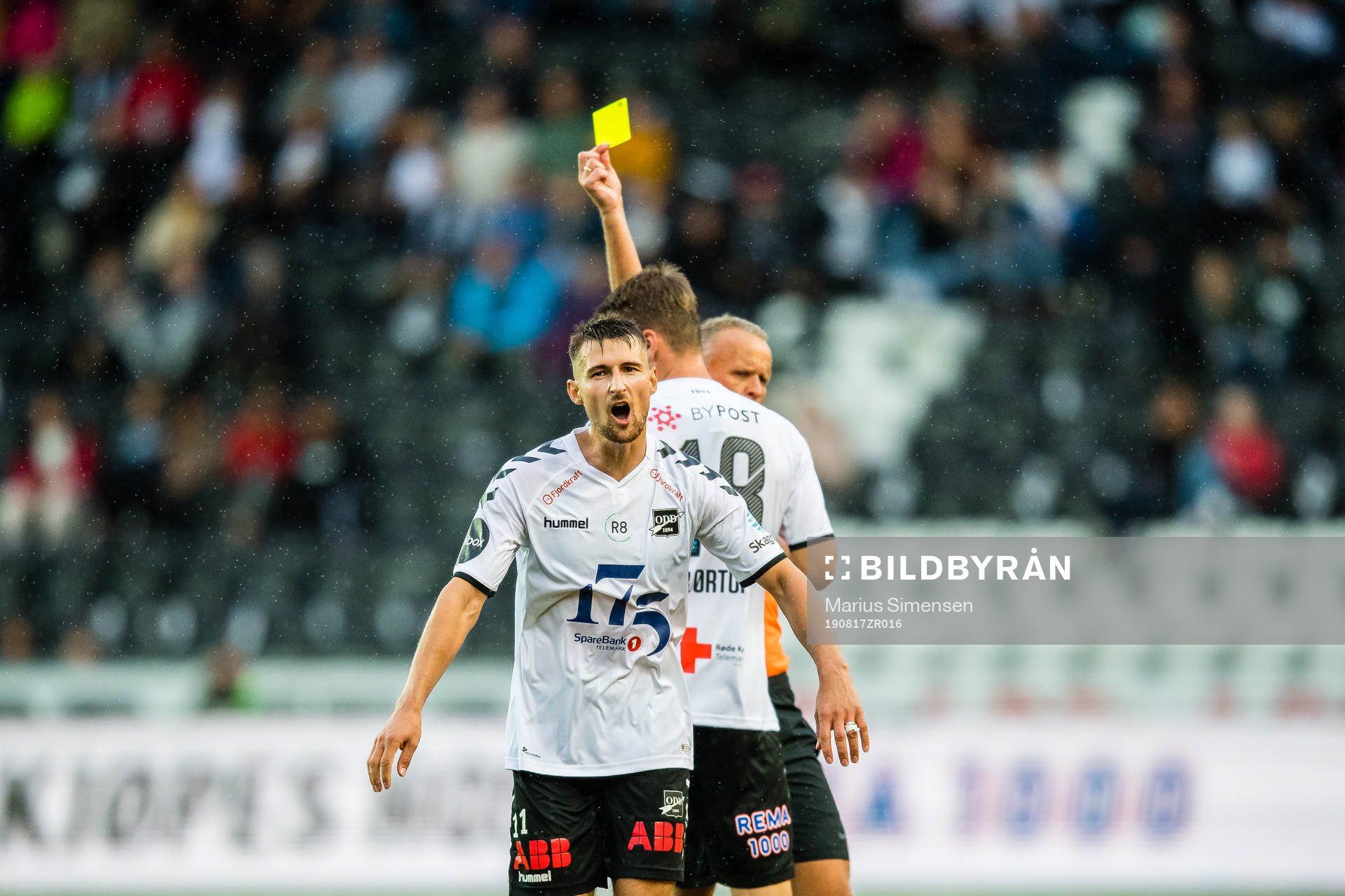 Elbasan Rashani of Odd gets a yellow card