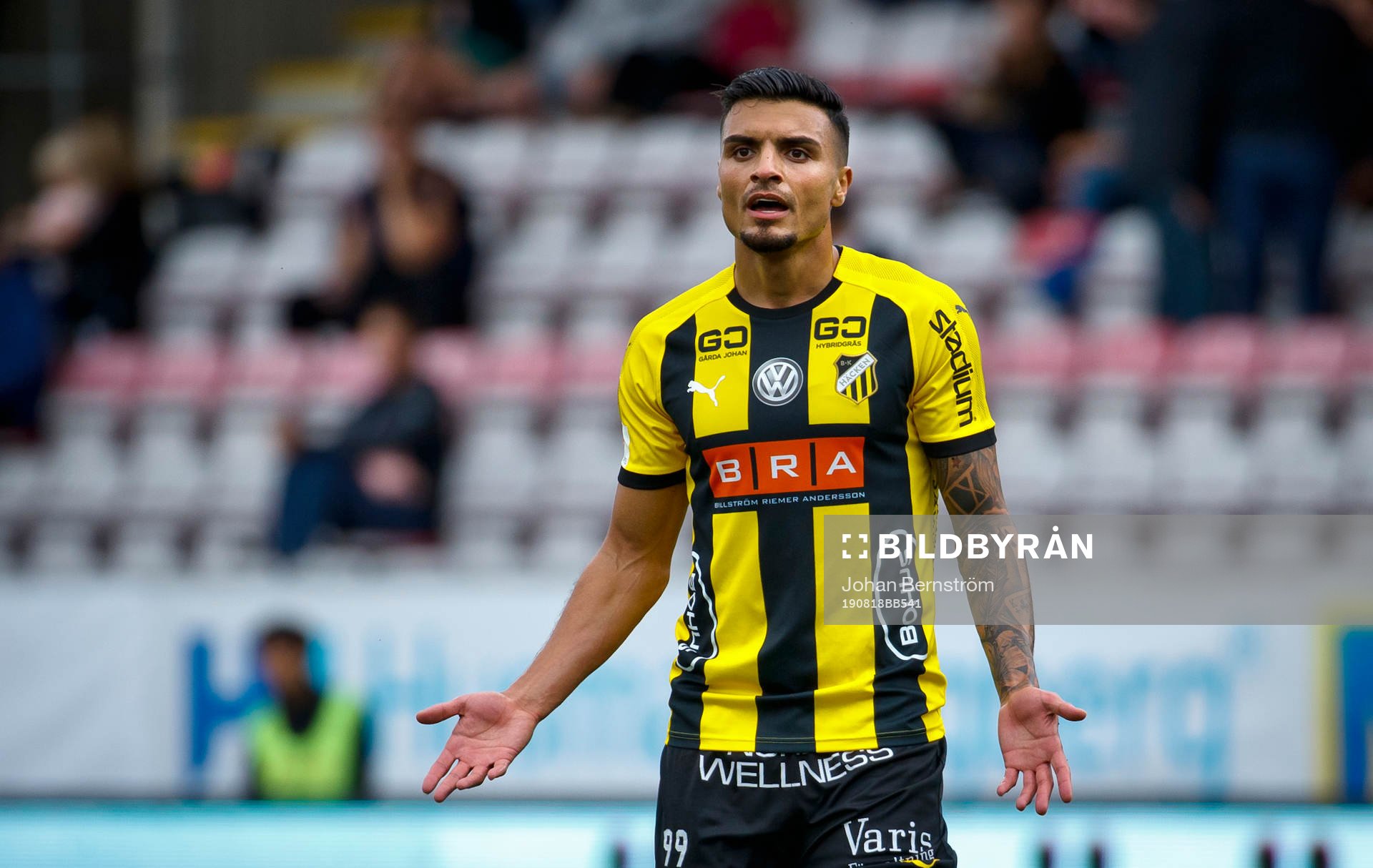 Häckens Ahmed Yasin under fotbollsmatchen i Allsvenskan mellan Örebro och Häcken den 18 augusti 2019 i Örebro.