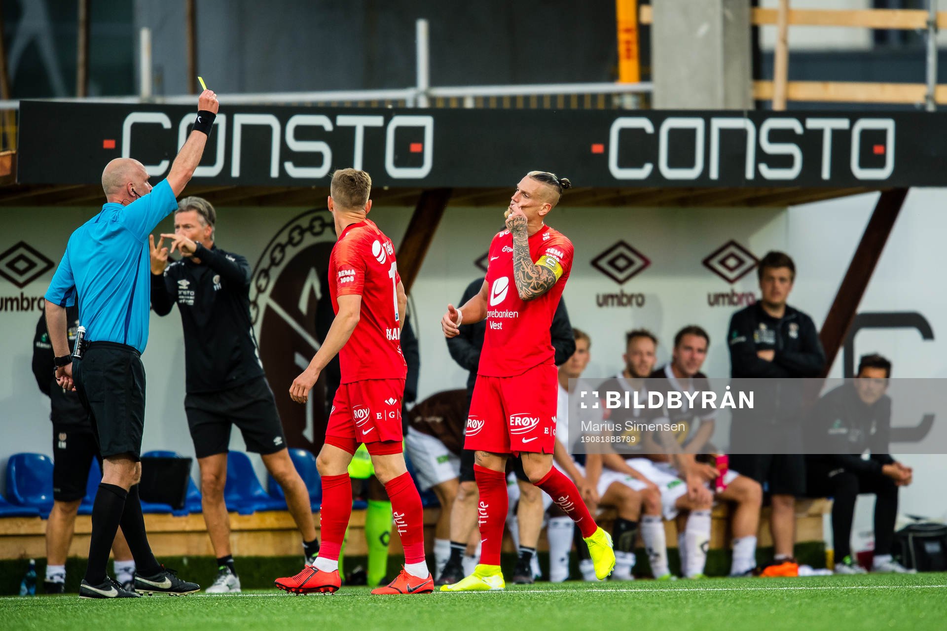 Vito Wormgoor of Brann gets a yellow card