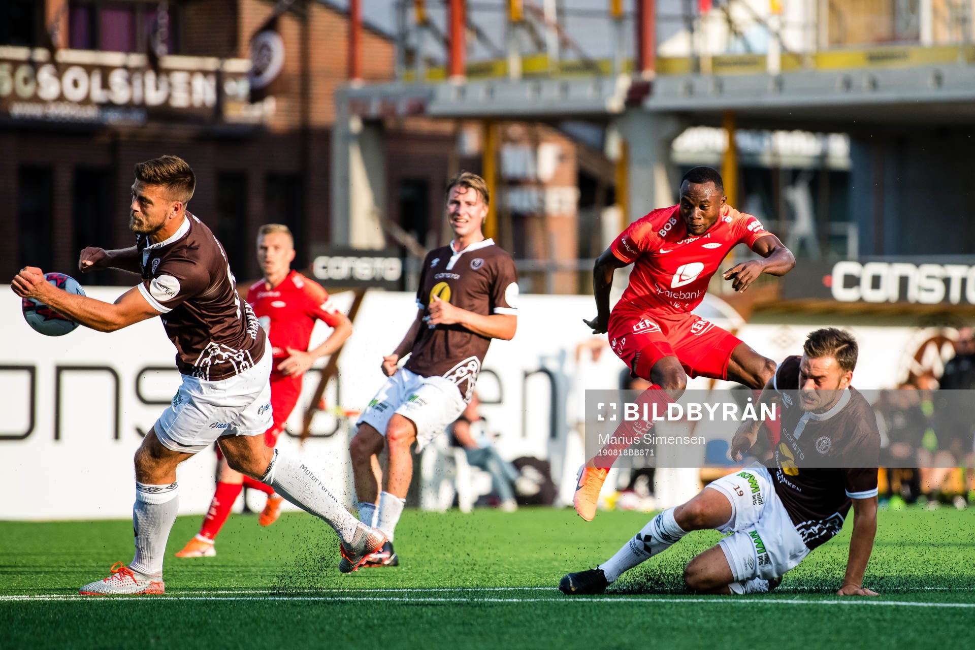 Karamoko Daouda Bamba of Brann during the Eliteserien match between Mjøndalen and Brann on August 18, 2019 in Mjøndalen.