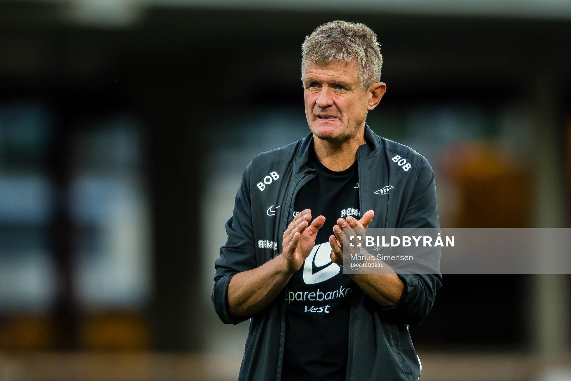 Lars Arne Nilsen, head coach of Brann, looks dejected after the Eliteserien match between Mjøndalen and Brann on August 18, 2019 in Mjøndalen.