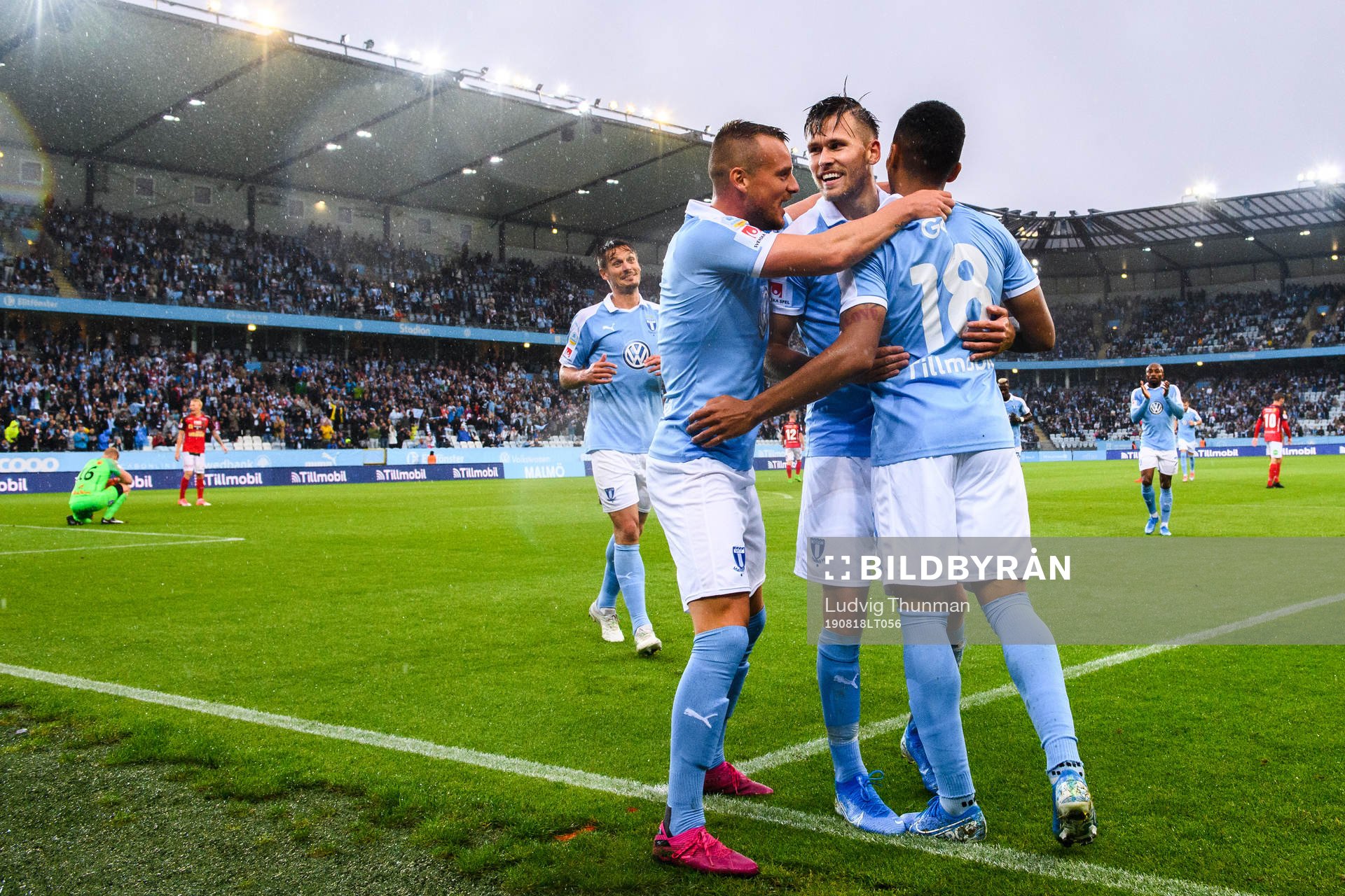 Malmö FFs Eric Larsson, Arnór Traustason och Romain Gall