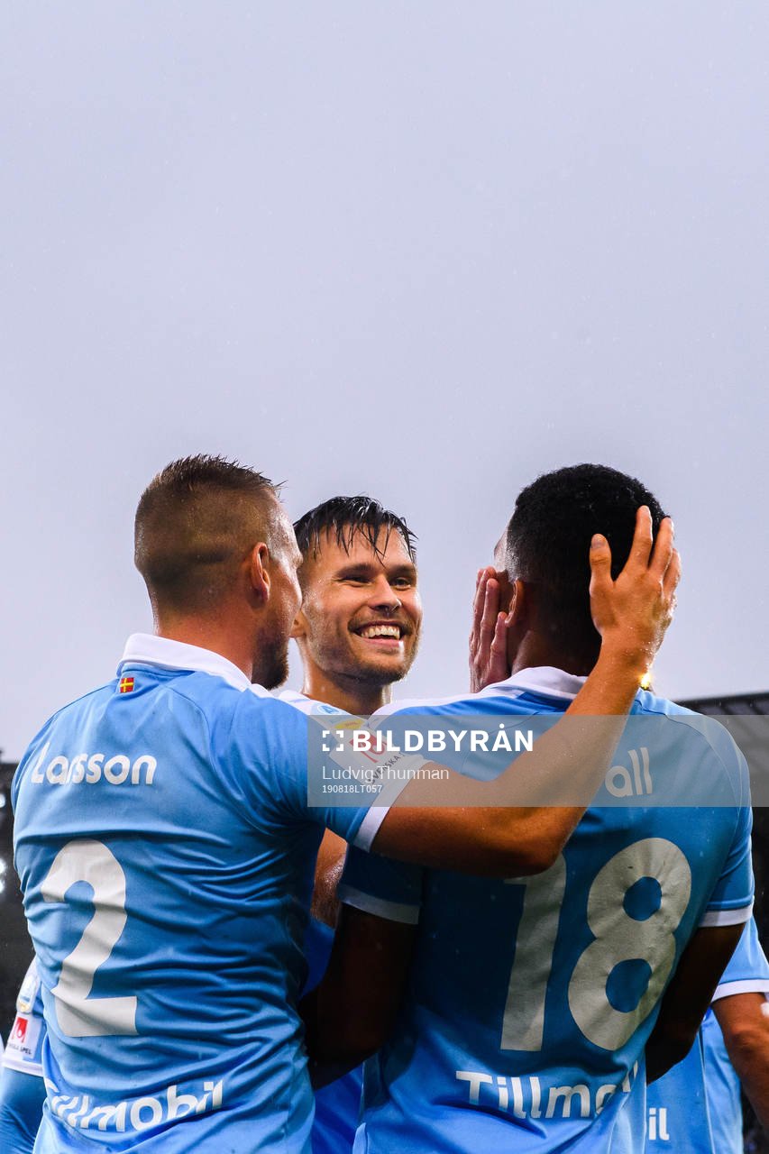 Malmö FFs Eric Larsson, Arnór Traustason och Romain Gall