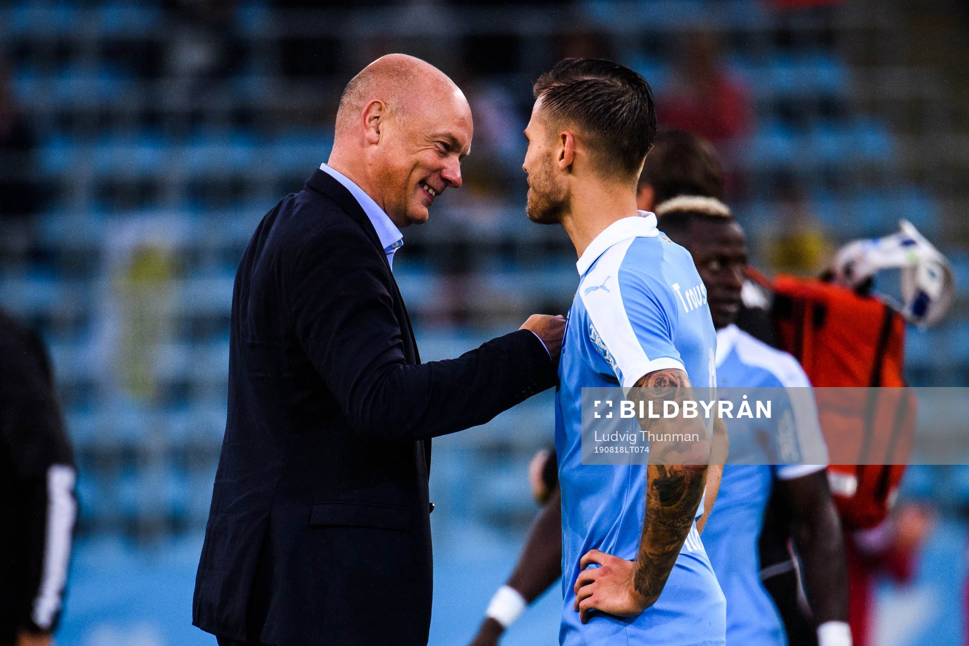 Malmö FFs tränare Uwe Rösler och Arnór Traustason jublar