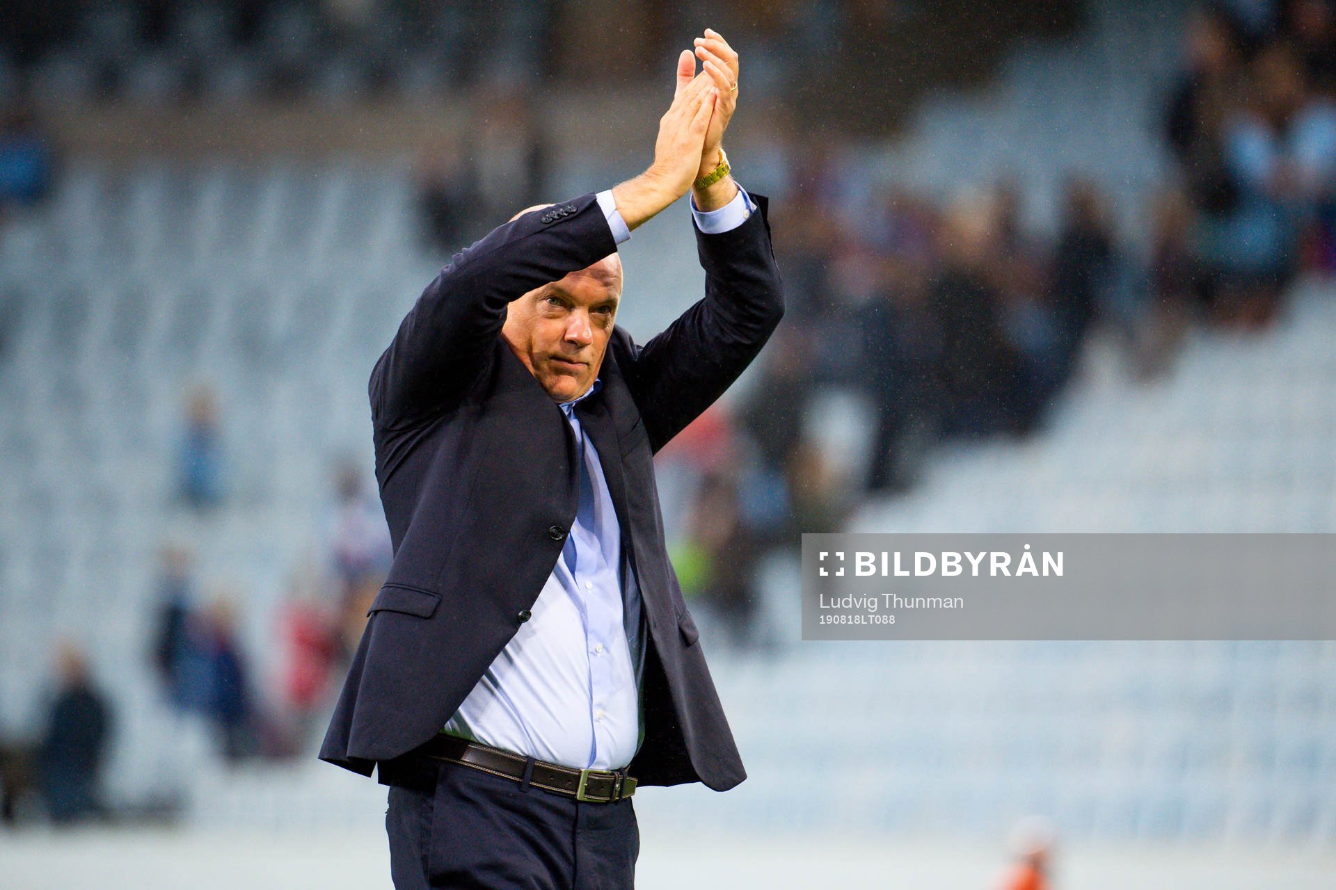 Malmö FFs tränare Uwe Rösler efter fotbollsmatchen i Allsvenskan mellan Malmö FF och Falkenberg den 18 augusti 2019 i Malmö.