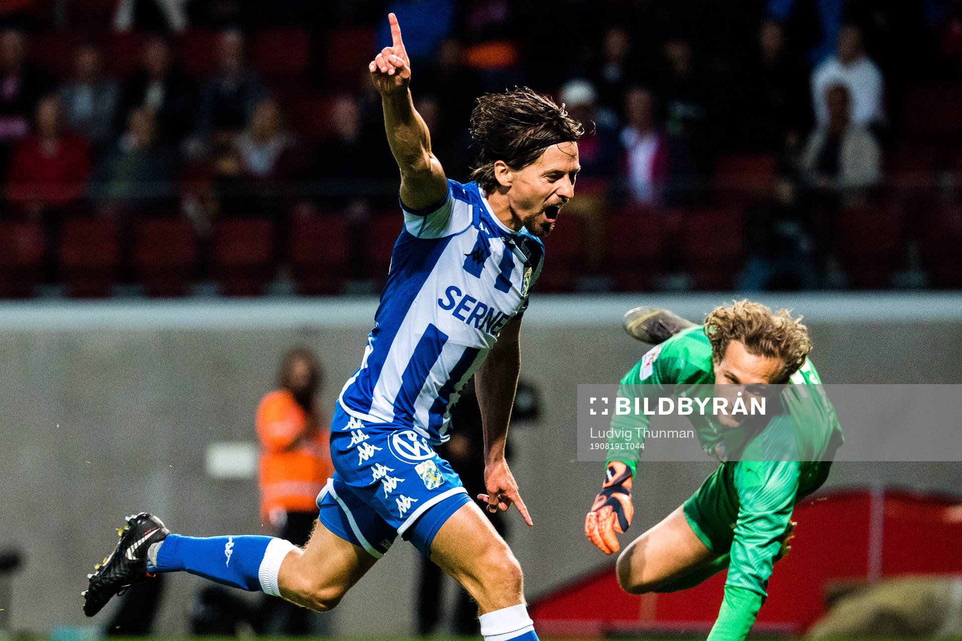 IFK Göteborgs Lasse Vibe gör 1-2 under fotbollsmatchen i Allsvenskan mellan Helsingborg och IFK Göteborg den 19 augusti 2019 i Helsingborg.