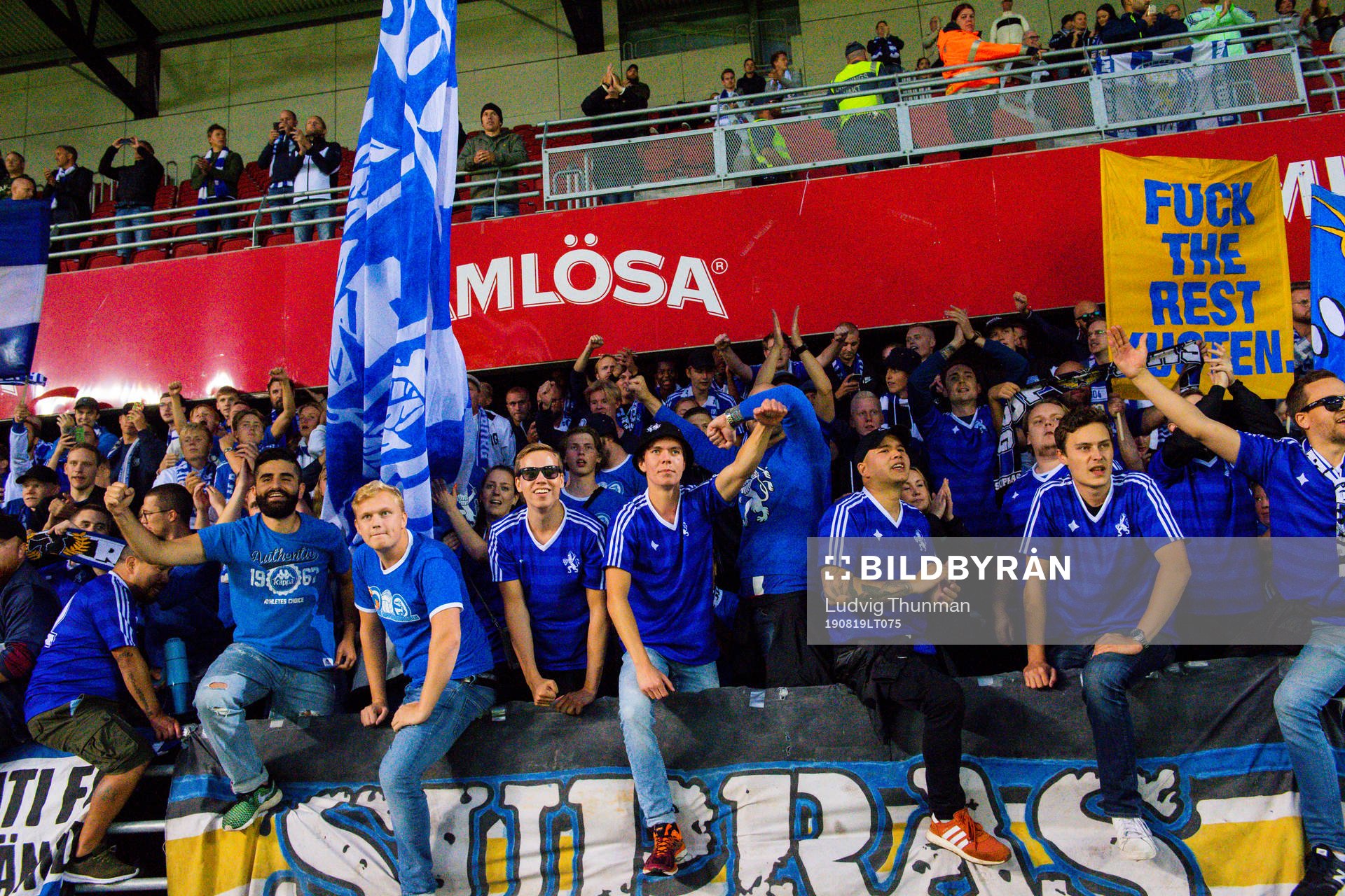 IFK Göteborgs supportar under fotbollsmatchen i Allsvenskan mellan Helsingborg och IFK Göteborg den 19 augusti 2019 i Helsingborg.