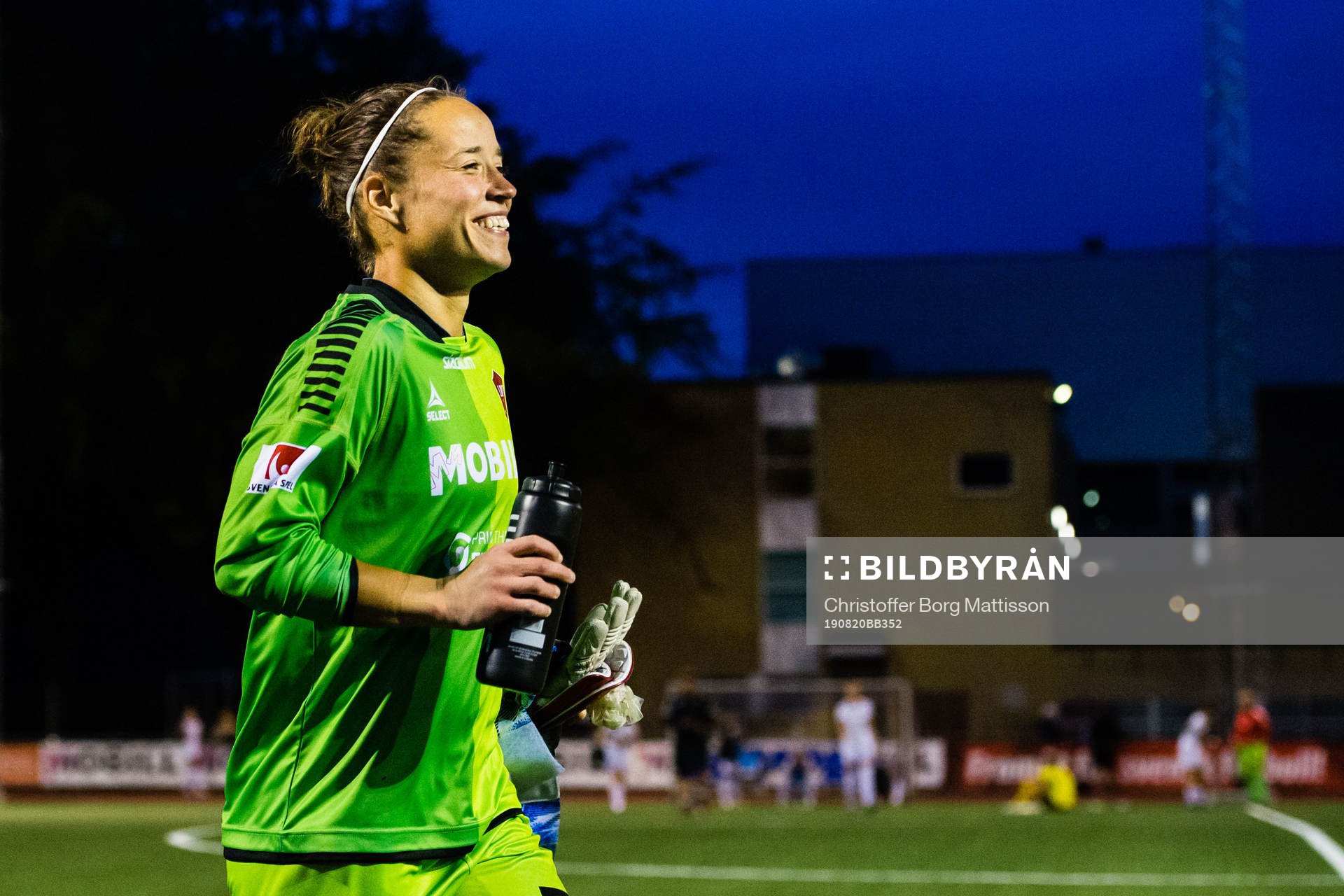 Limhamn Bunkeflos målvakt Chandra Bednar jublar efter fotbollsmatchen i Damallsvenskan mellan Limhamn Bunkeflo och Kungsbacka den 20 augusti 2019 i Malmö.