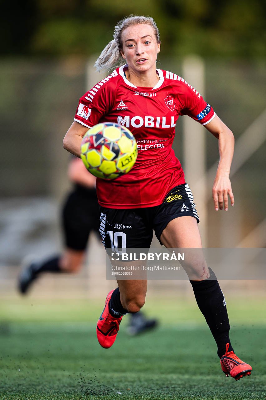 Limhamn Bunkeflos Hanna Elizabeth Terry under fotbollsmatchen i Damallsvenskan mellan Limhamn Bunkeflo och Kungsbacka den 20 augusti 2019 i Malmö.