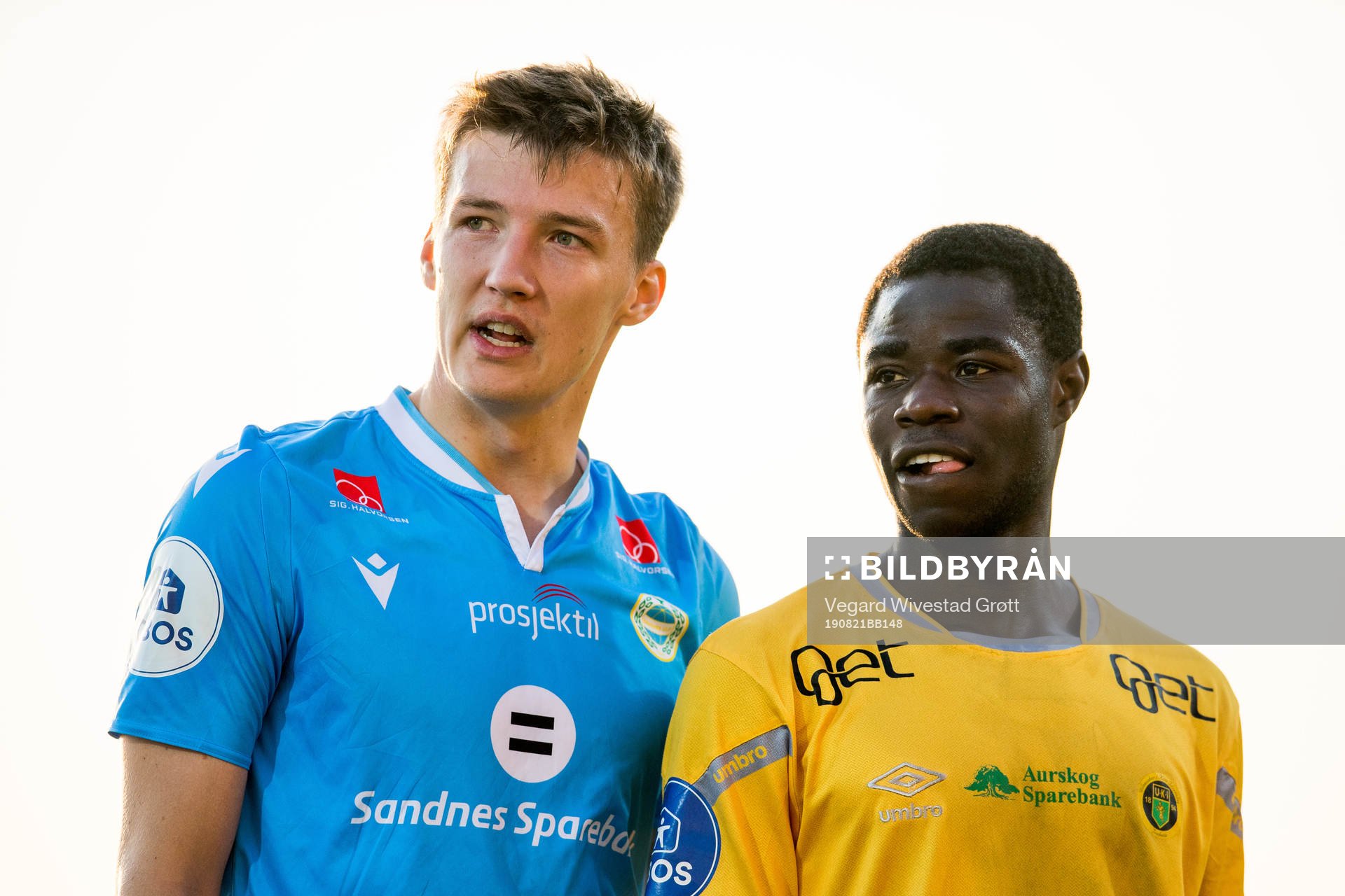 Axel Kryger of Sandnes Ulf and Eric Kitolano of Ull/Kisa
