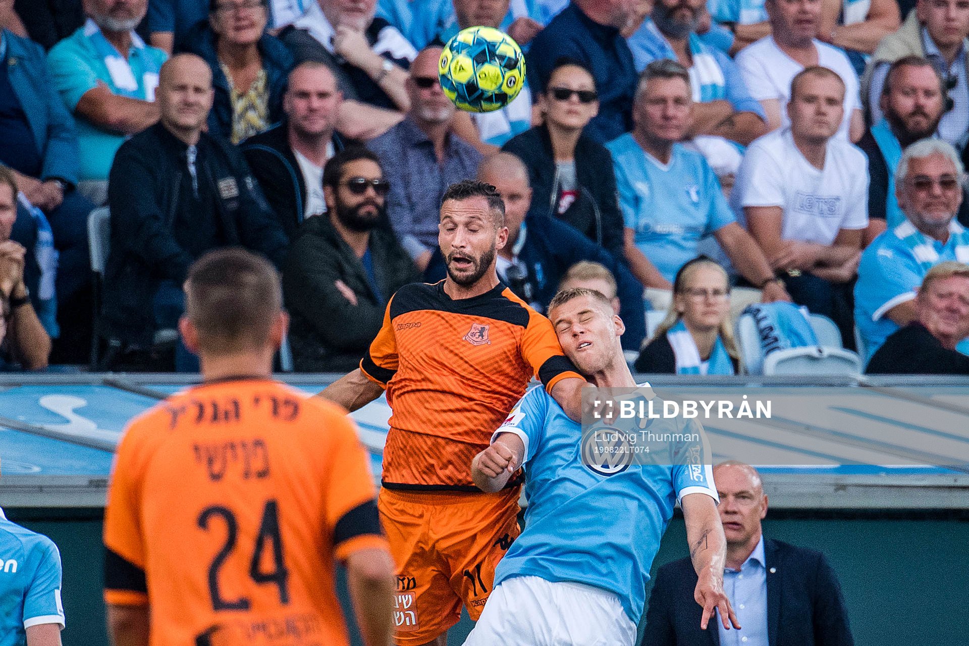 Mohammad Ghadir of Bnei Yehuda and Felix Beijmo of Malmö FF