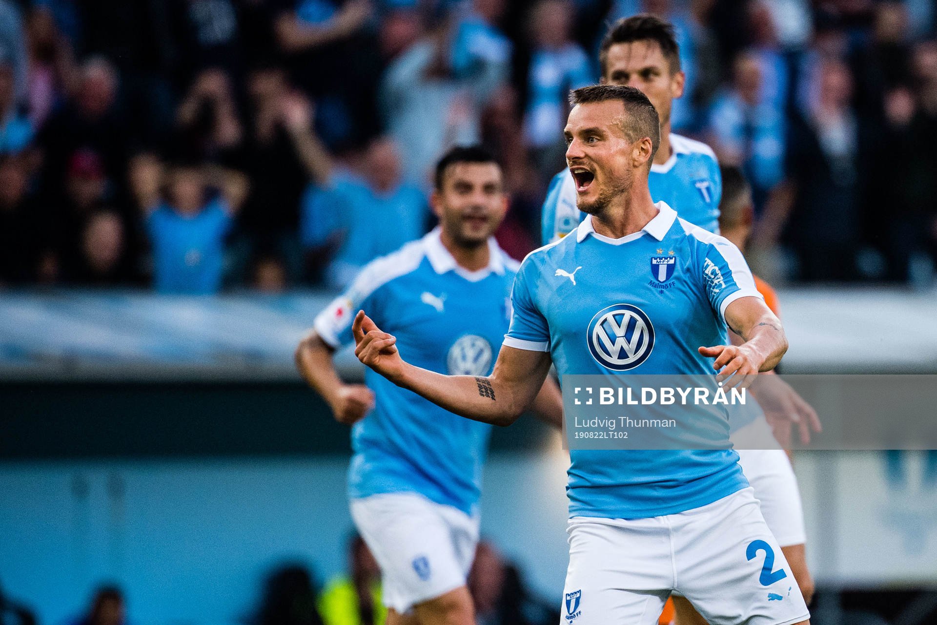 Eric Larsson of Malmö FF celebrates