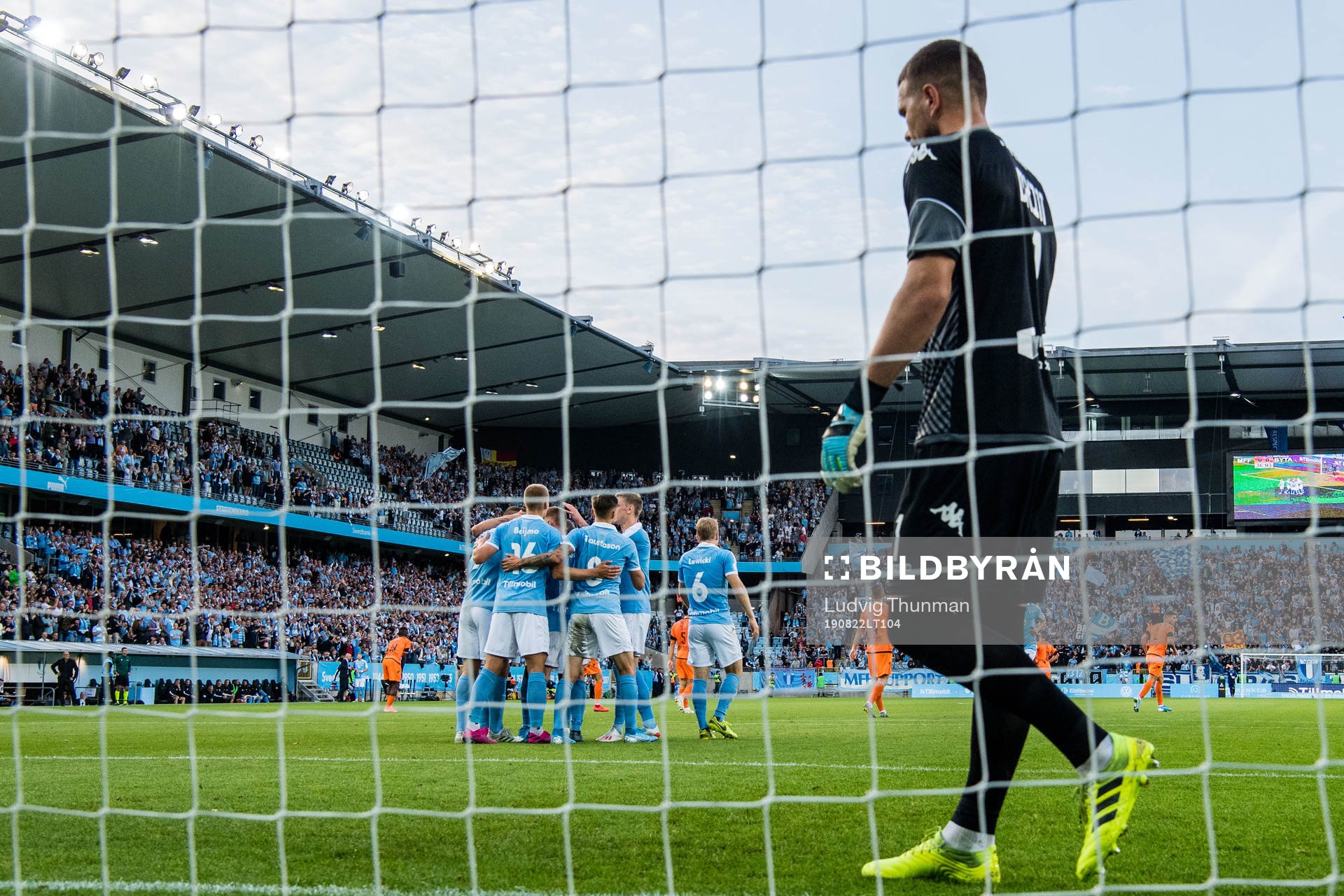 Players of Malmö FF celebrates and goalkeeper Emilijus