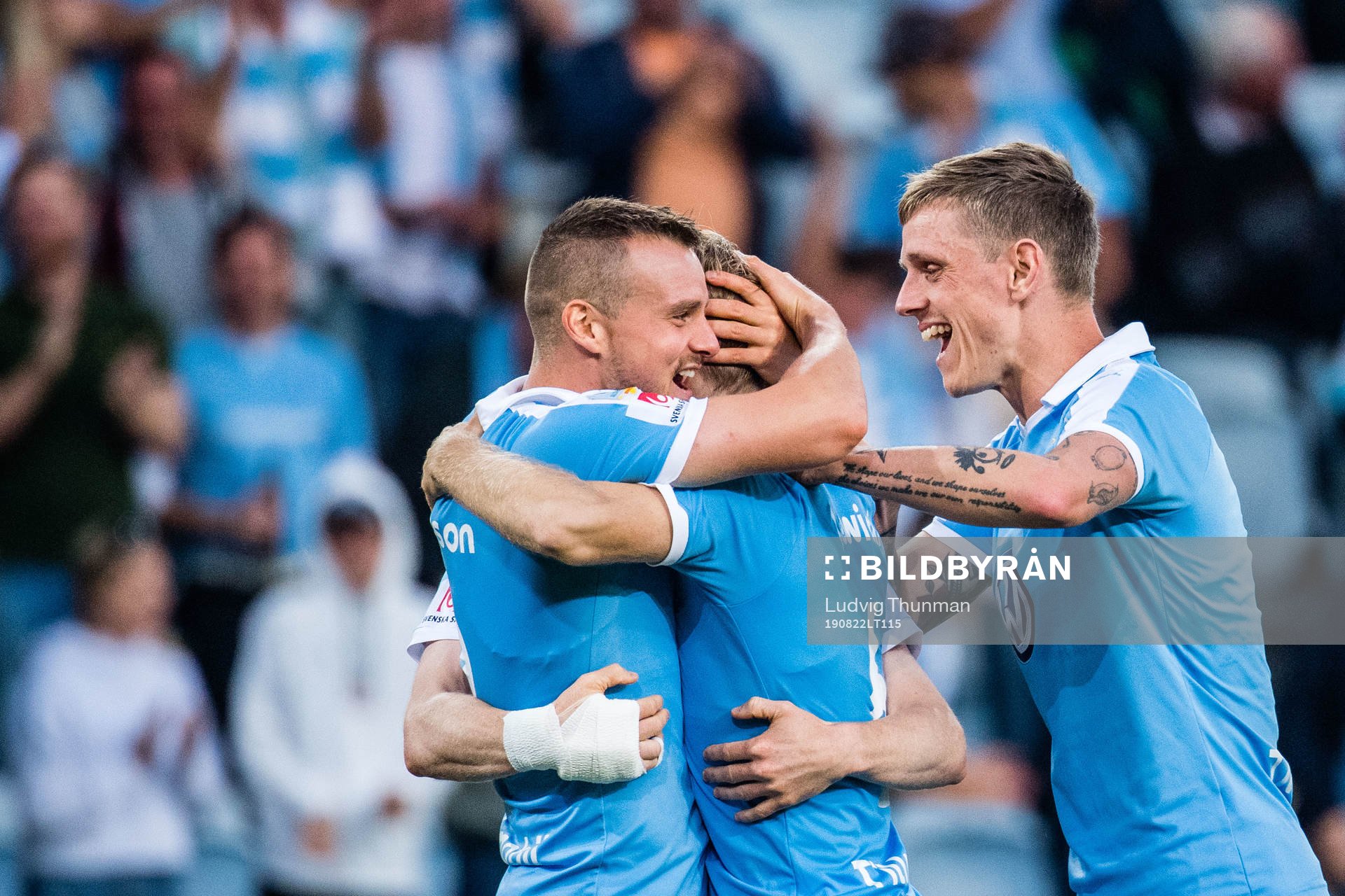 Eric Larsson, Oscar Lewicki and Sören Rieks of Malmö FF