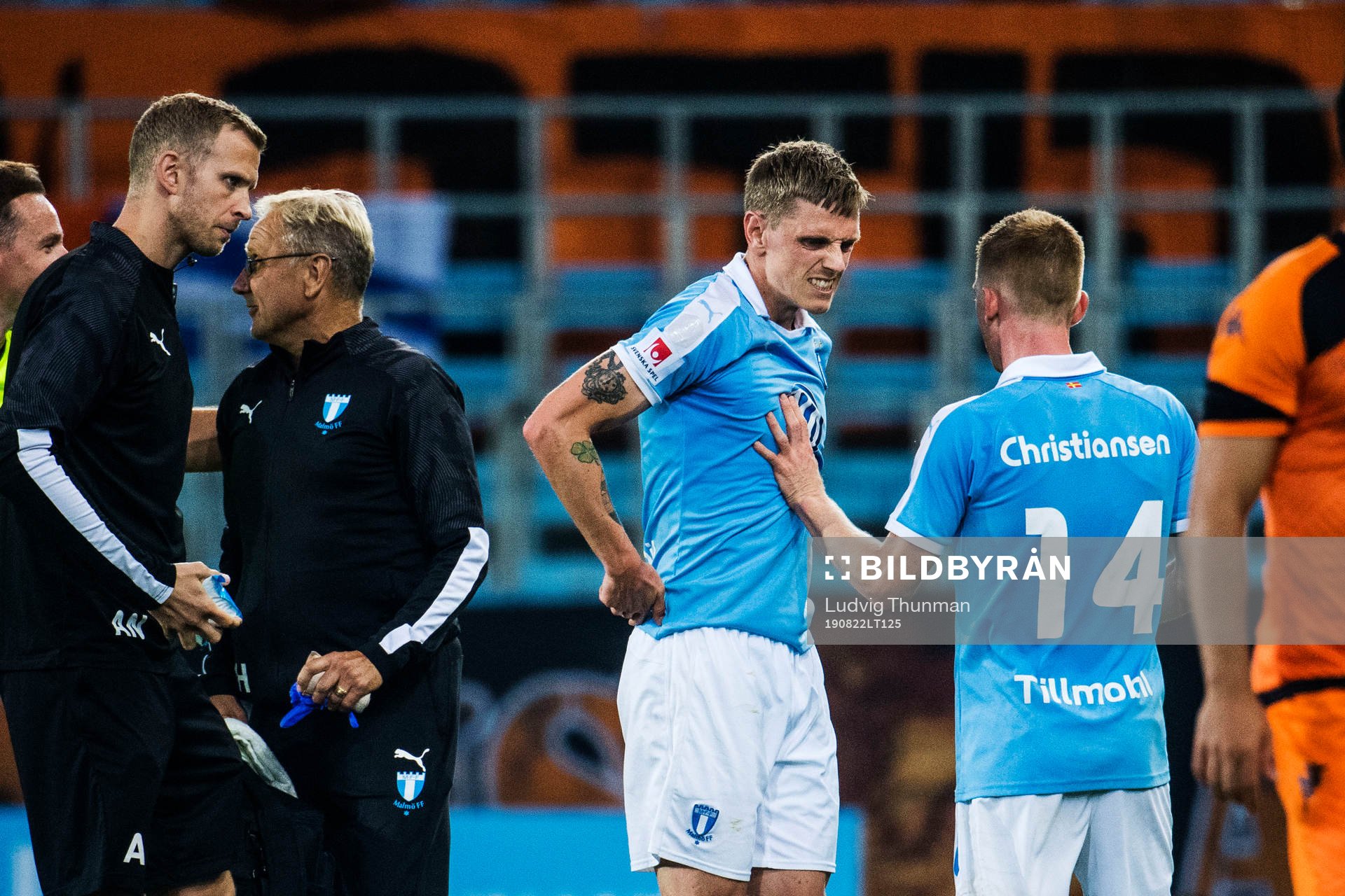 Sören Rieks of Malmö FF in pain