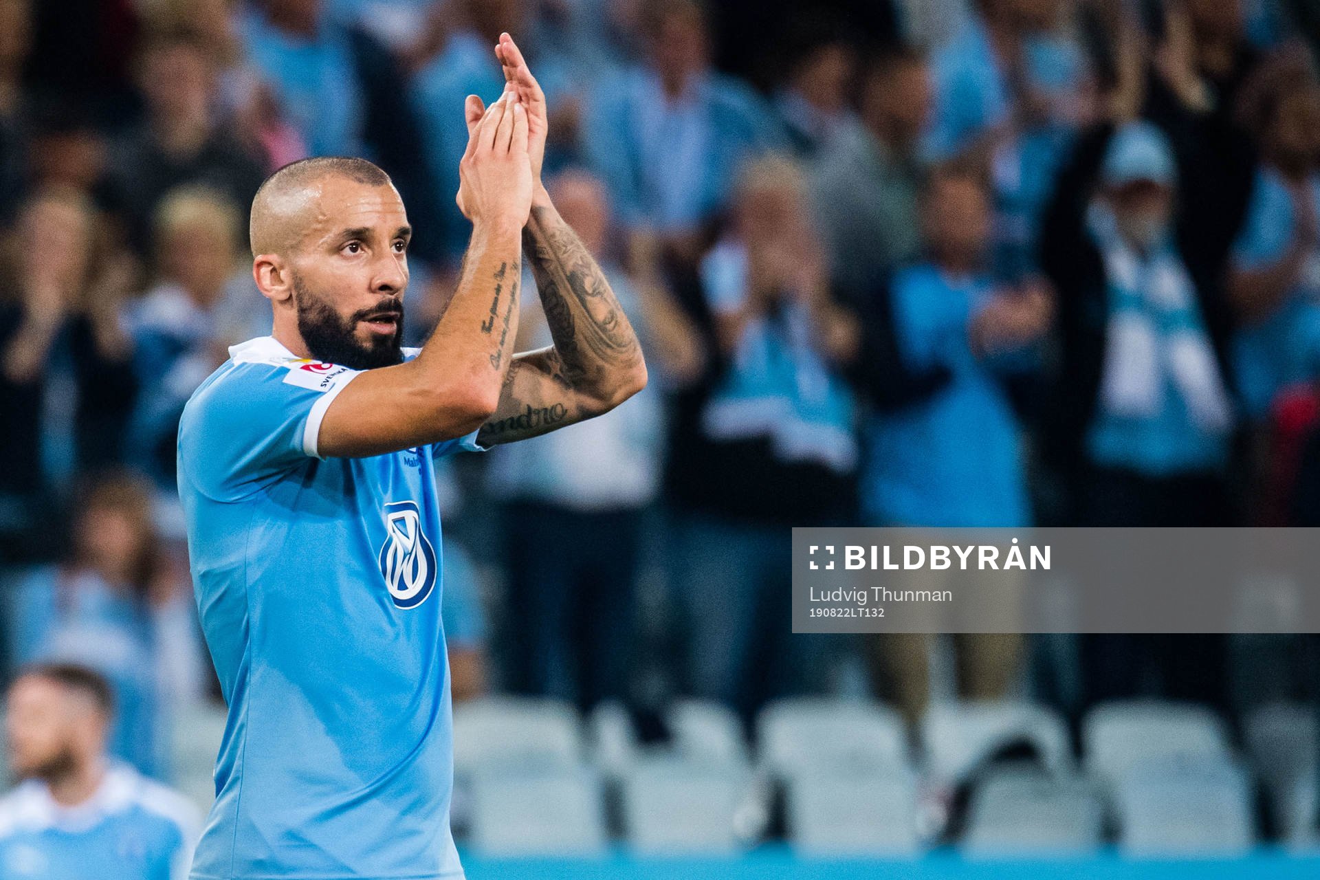 of Malmö FF Guillermo Molins celebrates after the Europa League qualifying match between Malmö FF and Bnei Yehuda Tel-Aviv on August 22, 2019 in Malmö.