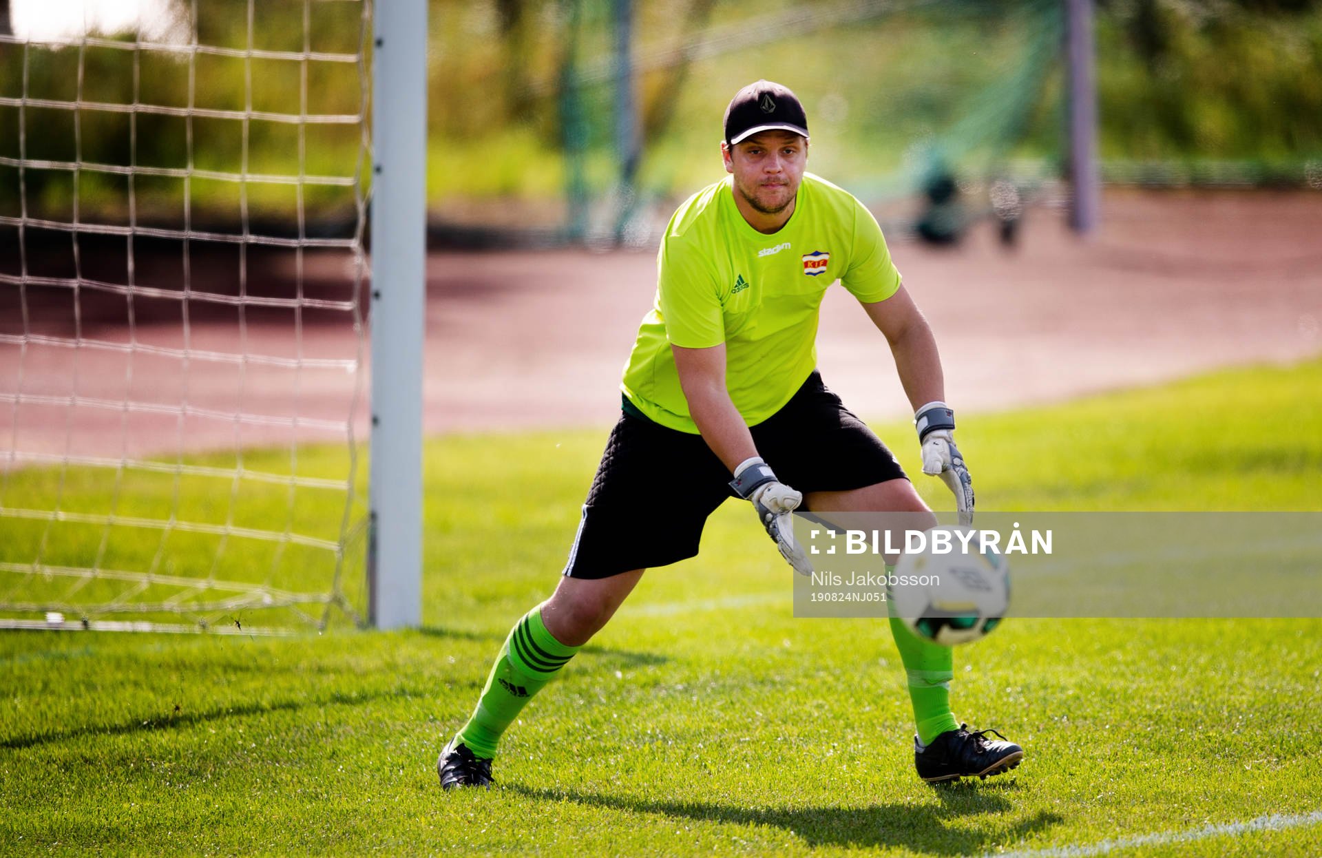 Målvakt Jonas Nilsson, Kovland, under fotbollsmatchen i Div 5 mellan Indal och Kovland den 24 augusti 2019 i Indal.
