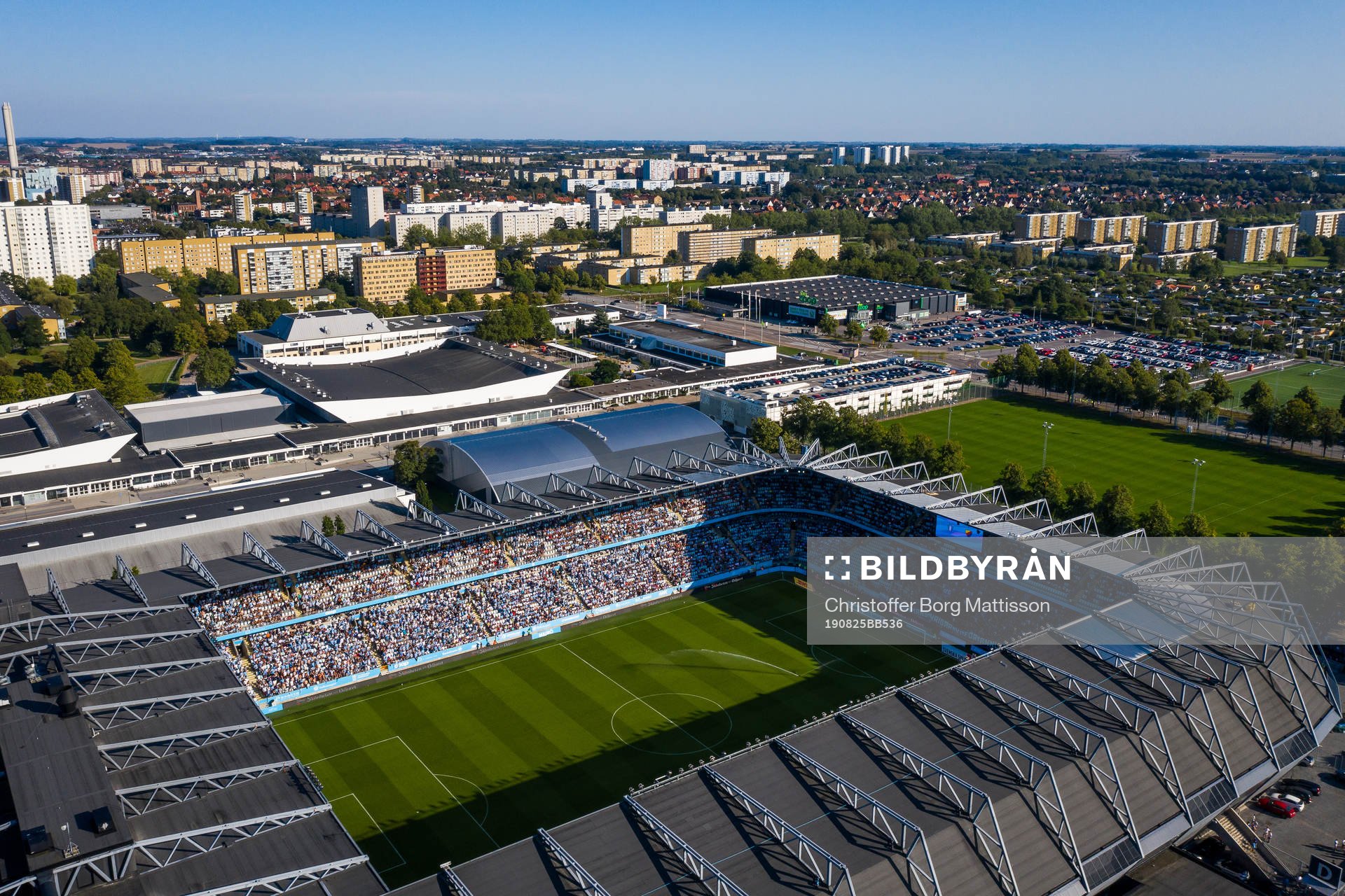 Drönarbild över stadion
