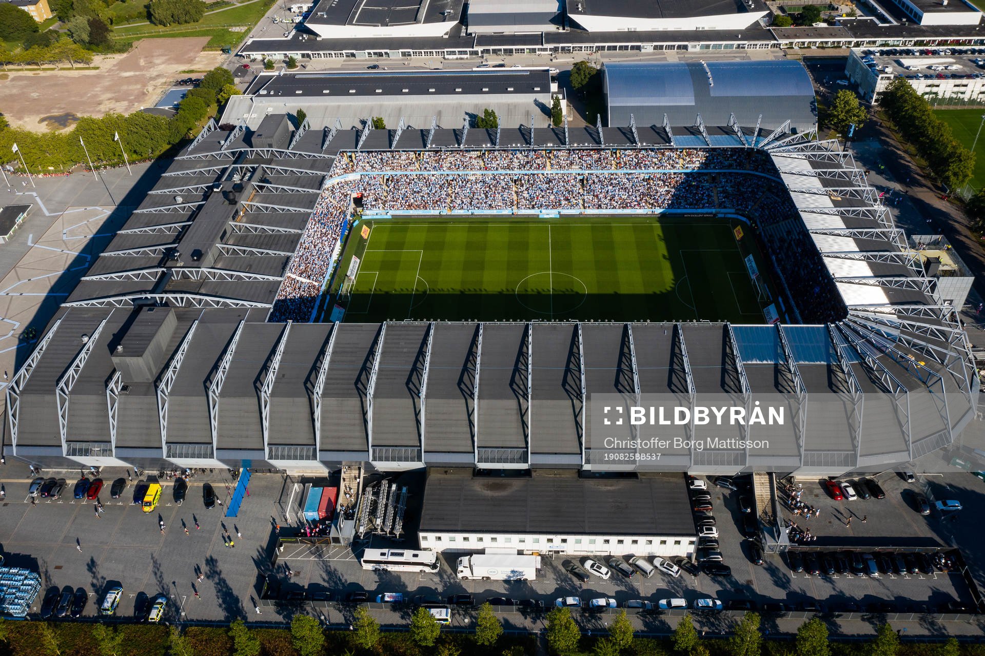 Drönarbild över stadion