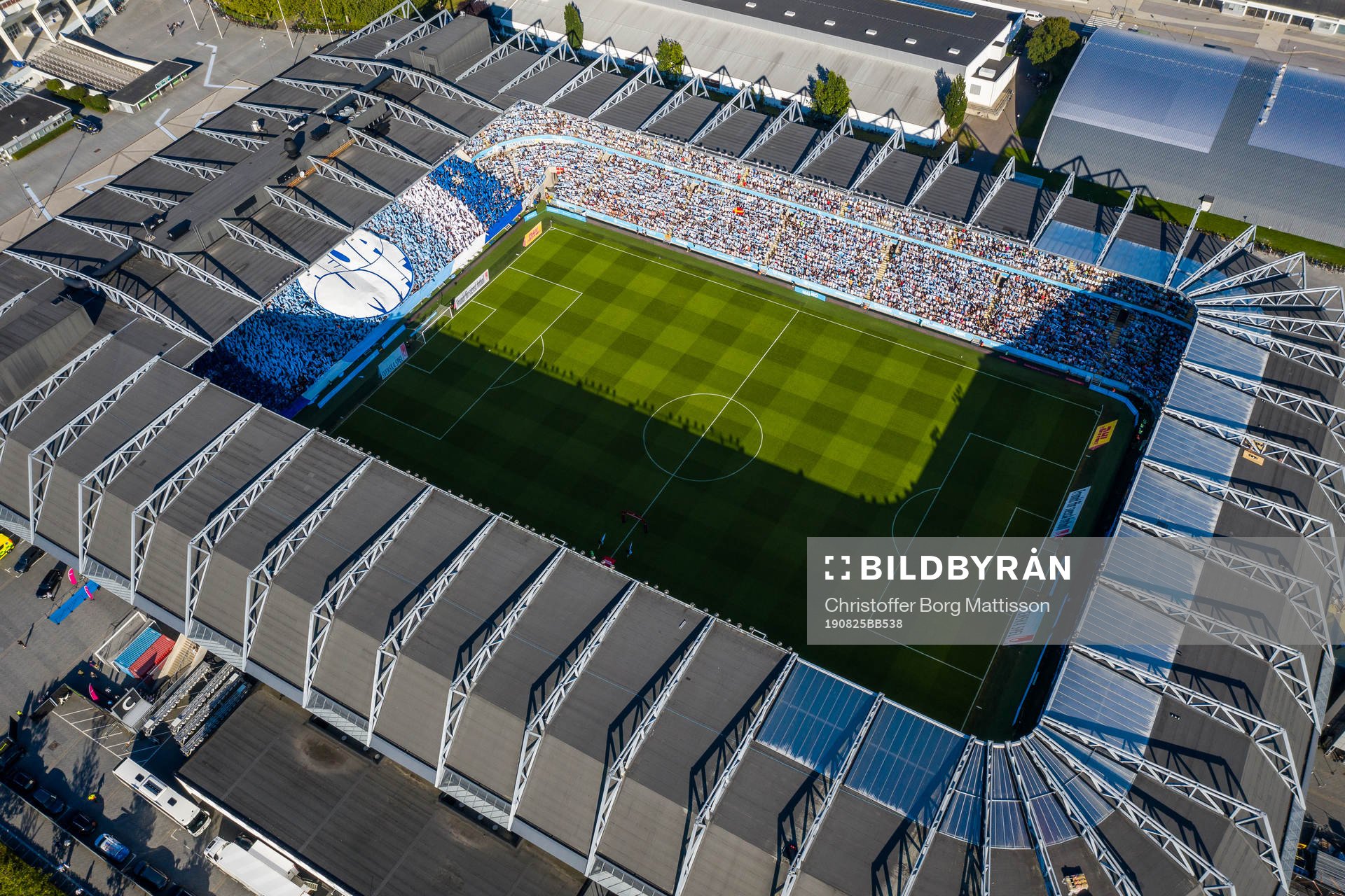 Drönarbild över stadion