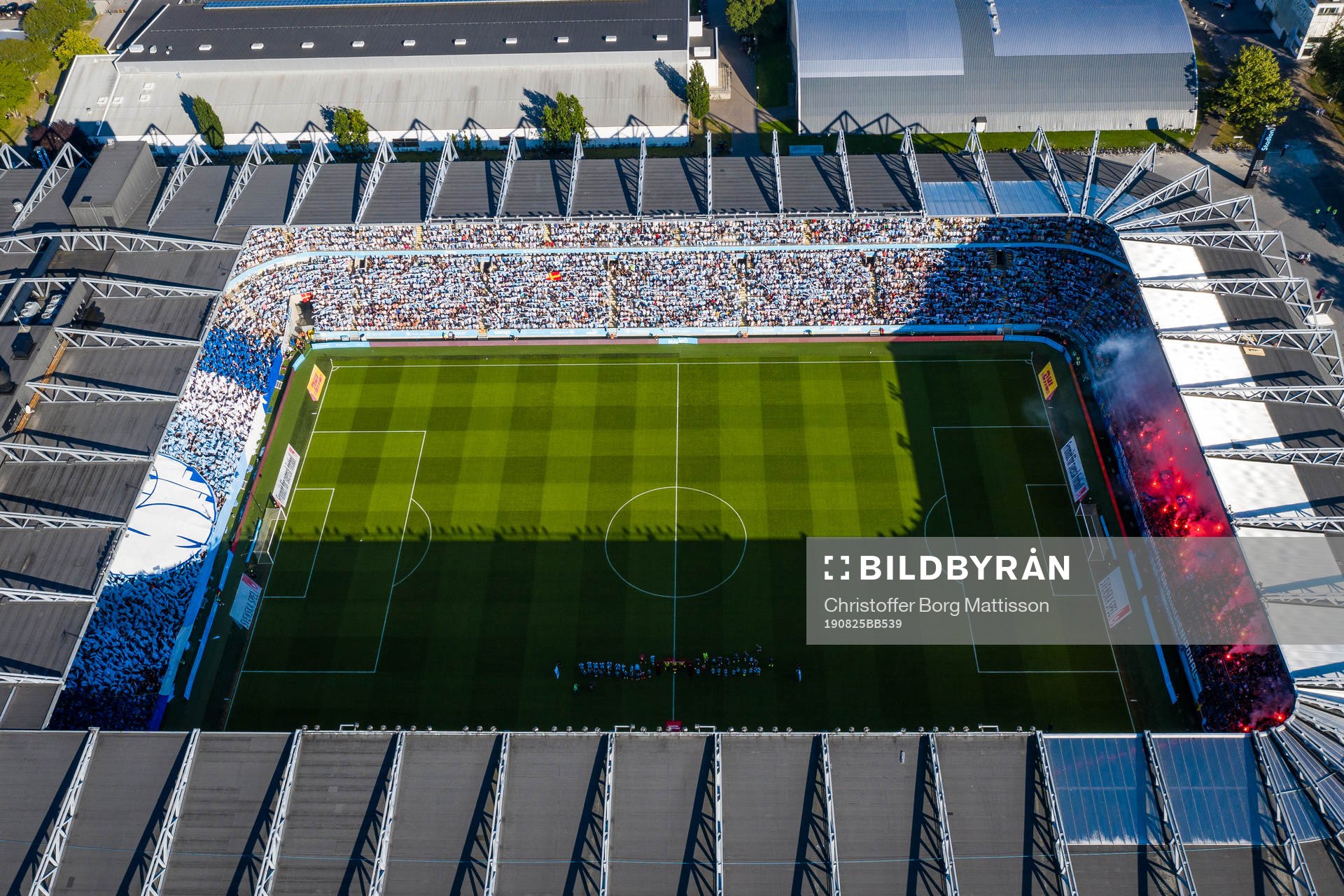 Drönarbild över stadion