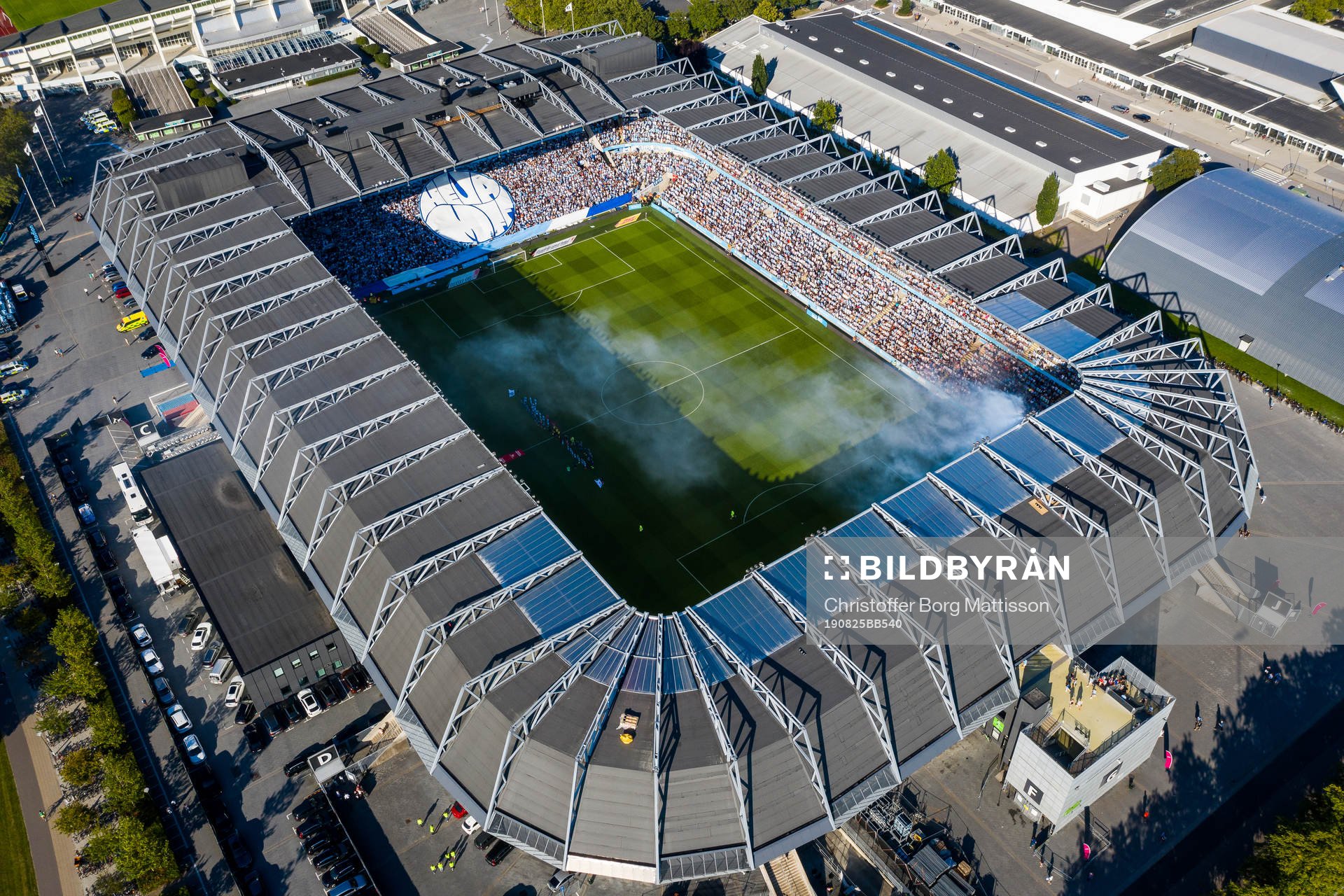 Drönarbild över stadion