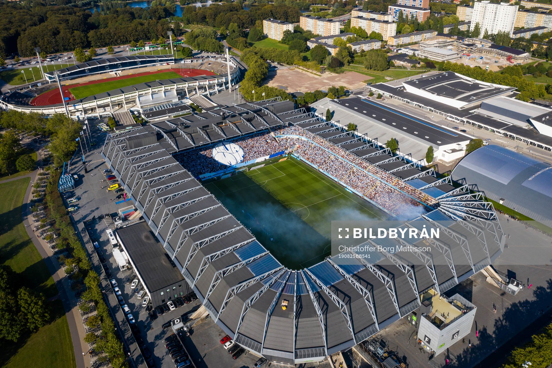 Drönarbild över stadion