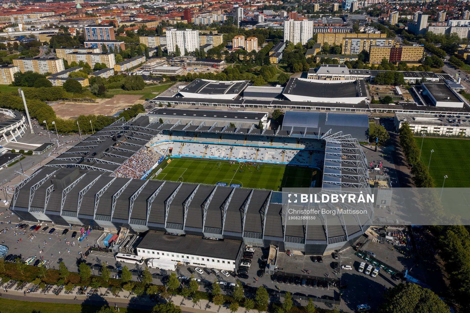 Drönarbild över stadion