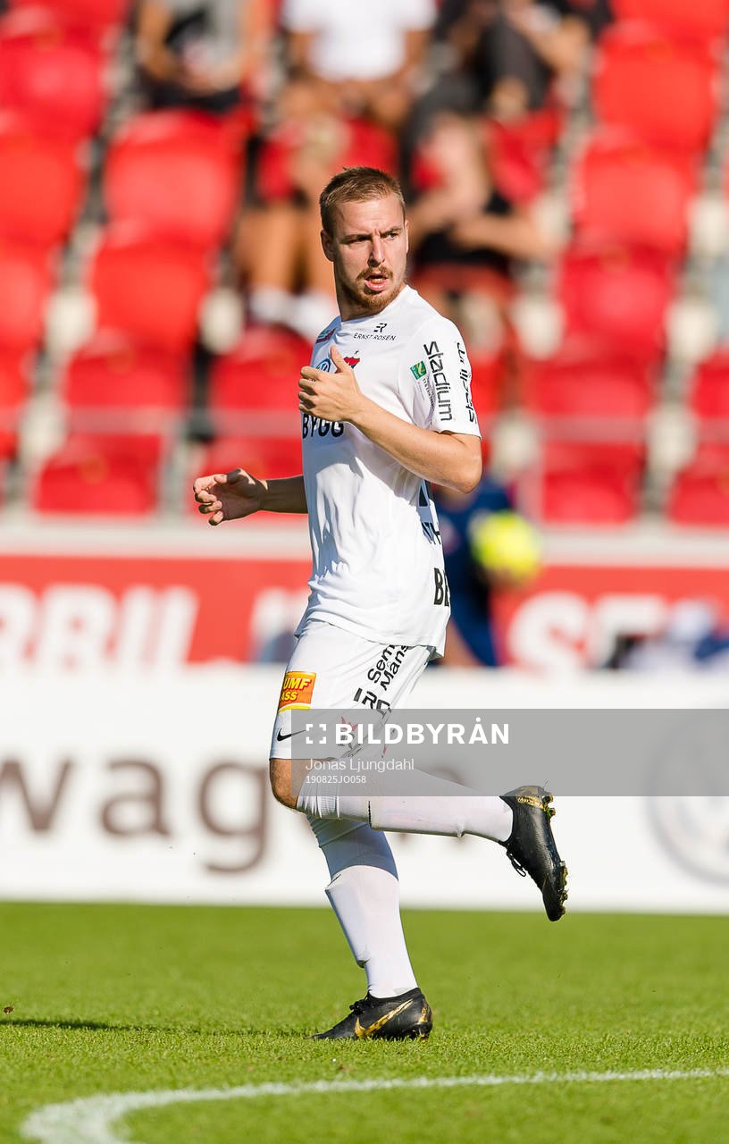 Örgrytes Melvin Fritzhell under fotbollsmatchen i Superettan mellan Öster och Örgryte den 25 augusti 2019 i Växjö.
