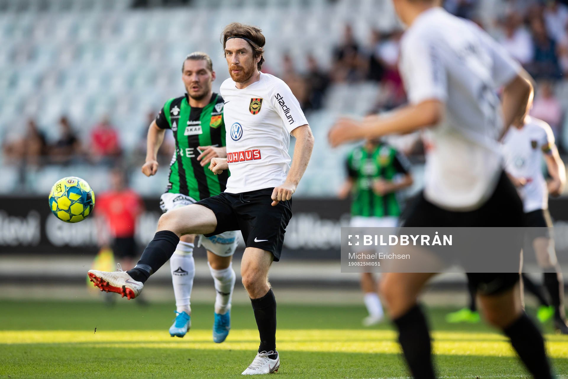 Brommapojkarnas Marcus Gustafsson under fotbollsmatchen i Superettan mellan GAIS och Brommapojkarna den 25 augusti 2019 i Göteborg.
