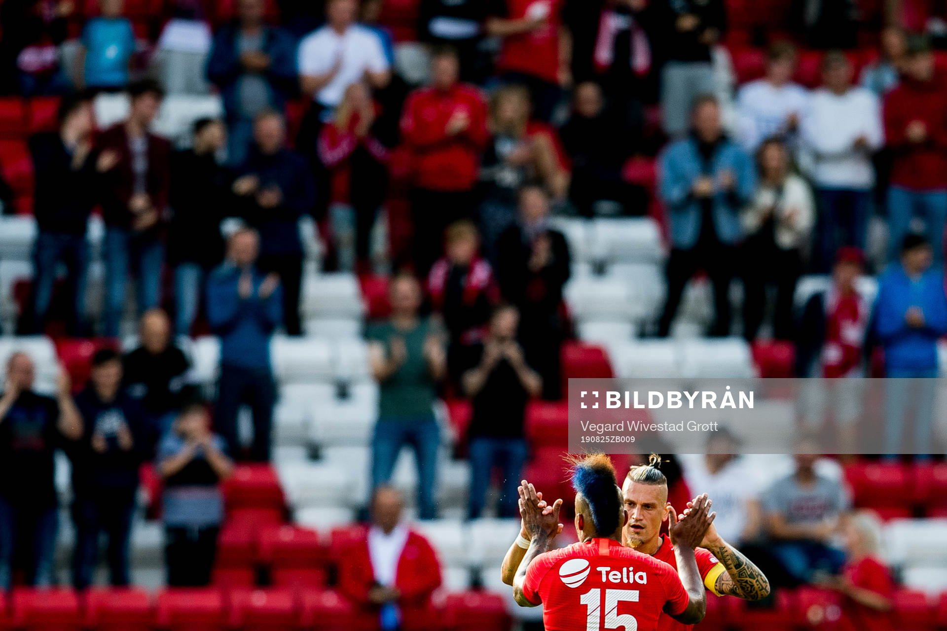 Bismar Acosta and Vito Wormgoor of Brann celebrate 1-0