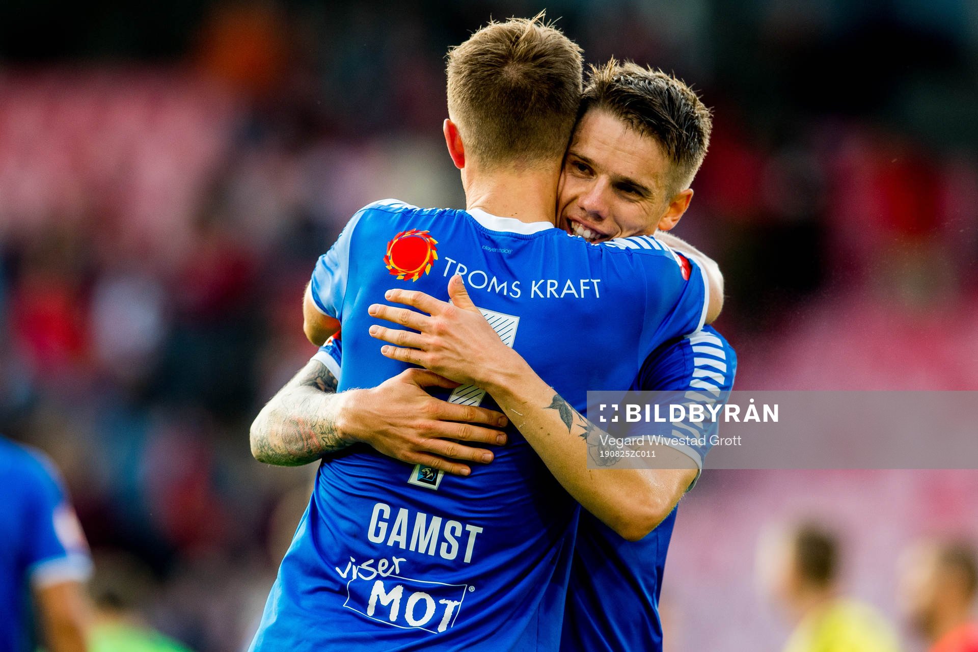Morten Gamst Pedersen and Robert Taylor of Tromsø celebrate