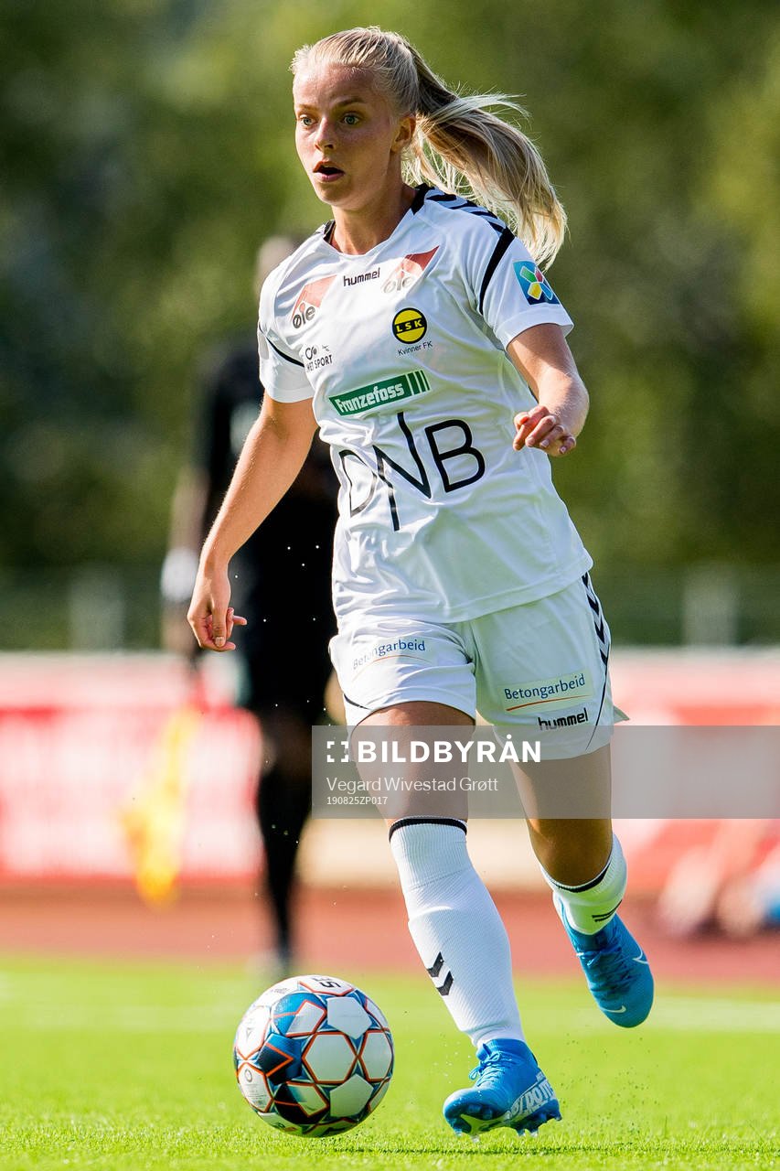 Emilie Marie Woldvik of LSK Kvinner during the Toppserien football match between Arna-Bjørnar and LSK Kvinner on August 25, 2019 in Arna.