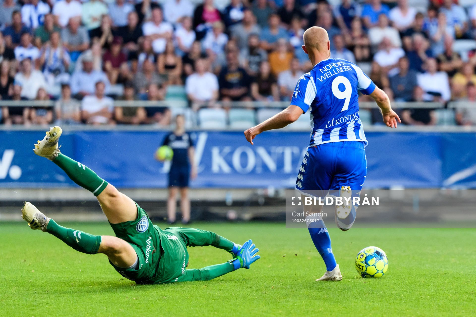 Kalmars målvakt Lucas Hägg-Johansson mot IFK Göteborgs