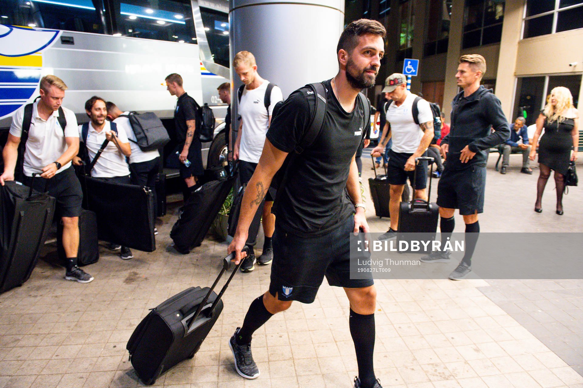 Goalkeeper Dusan Melicharek of Malmö FF arrives at the