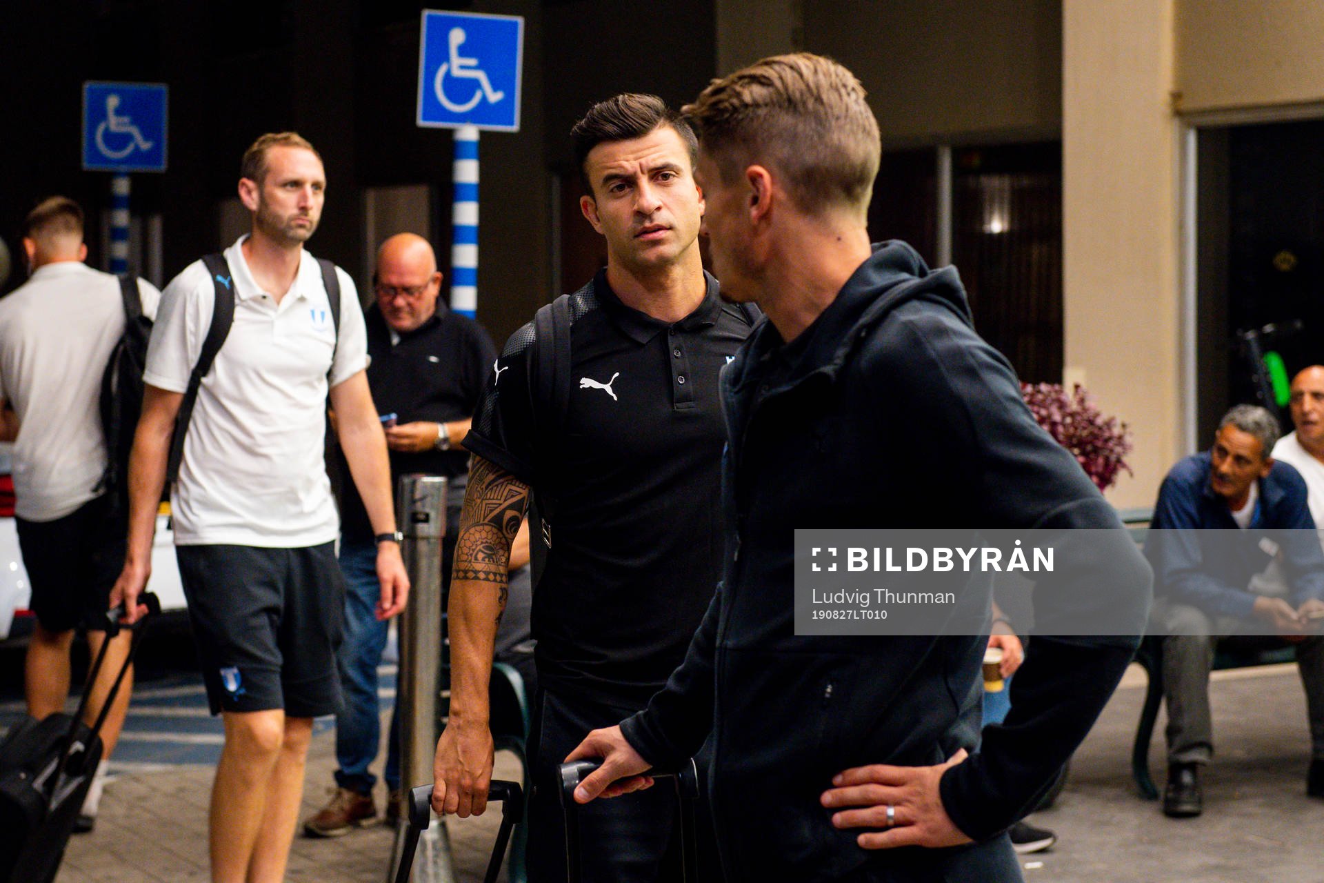 Behrang Safari and Markus Rosenberg of Malmö FF arrives at