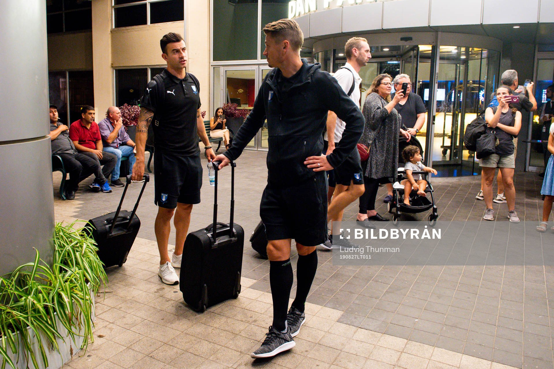 Behrang Safari and Markus Rosenberg of Malmö FF arrives at