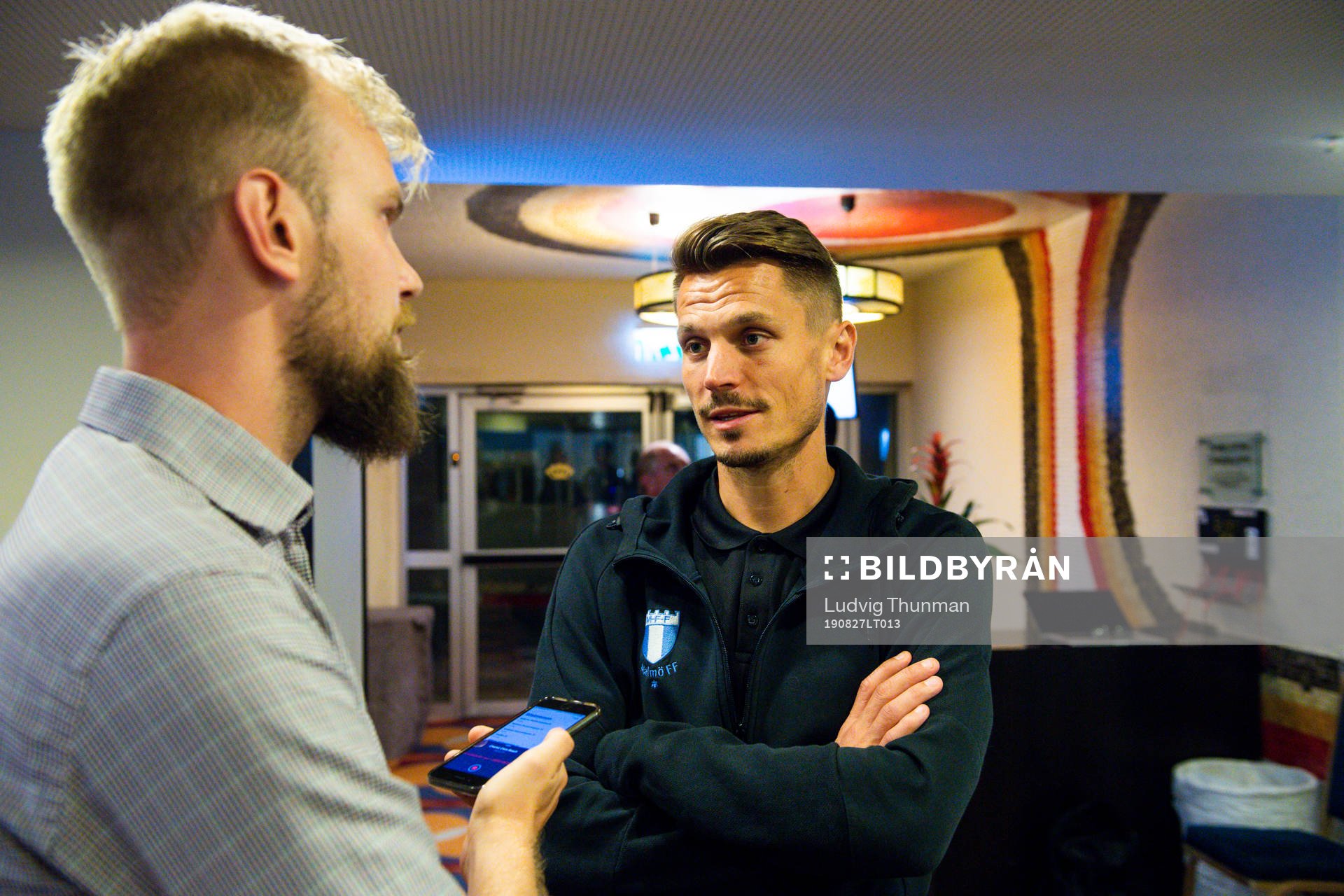 Markus Rosenberg of Malmö FF is intervjued by the press