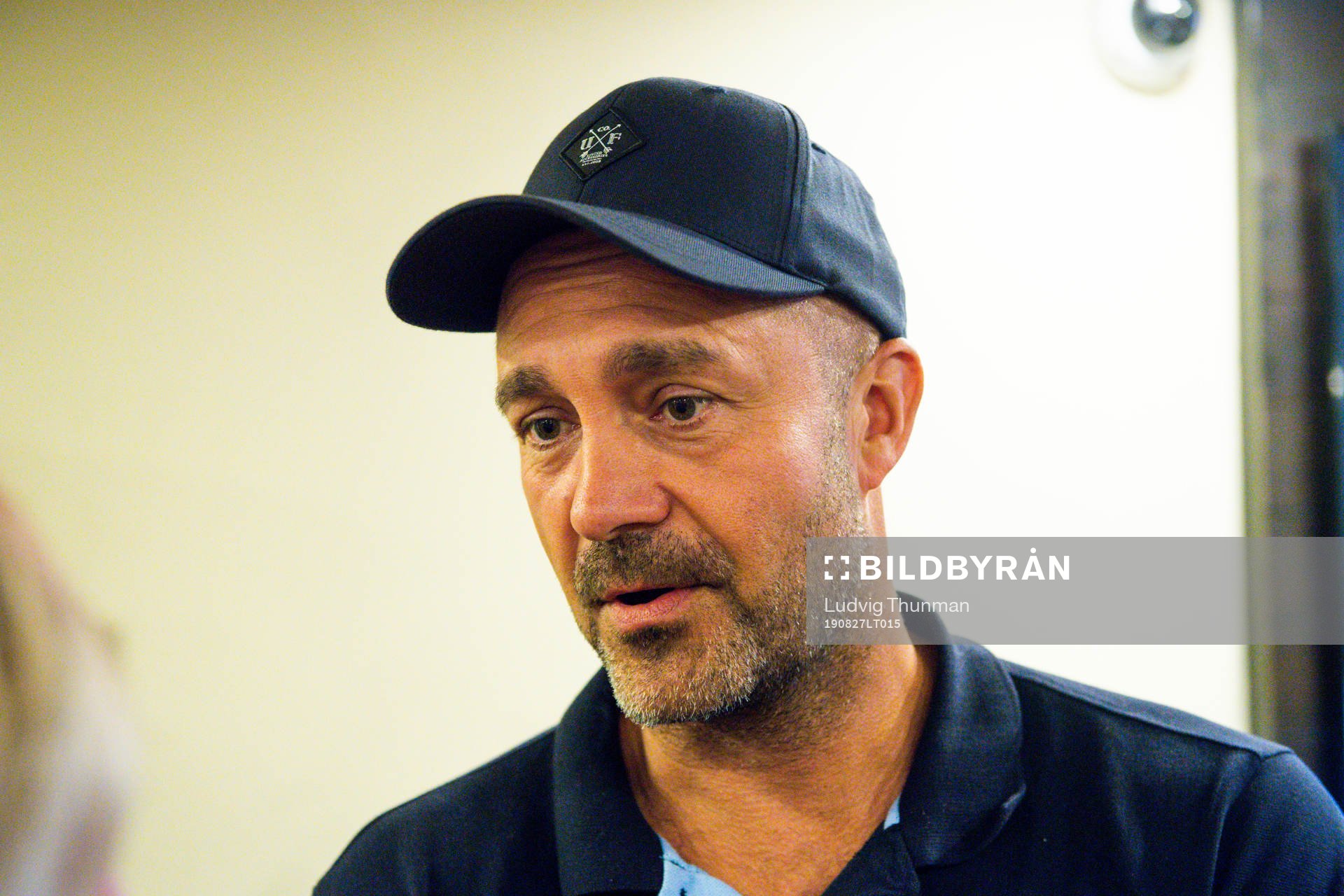 Head of security Peter Narbe of Malmö FF is interviewed