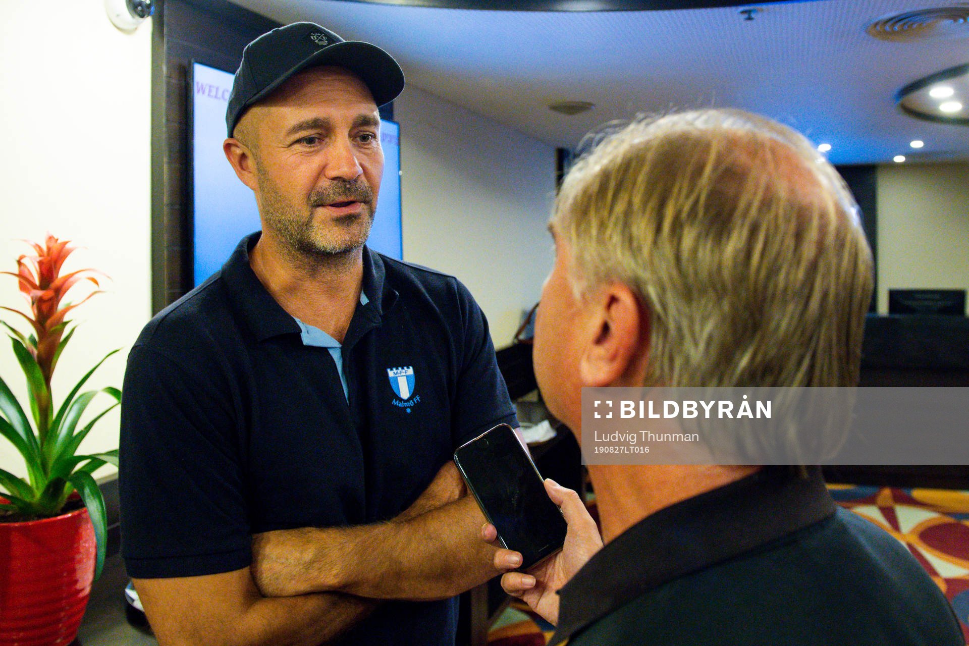 Head of security Peter Narbe of Malmö FF is interviewed