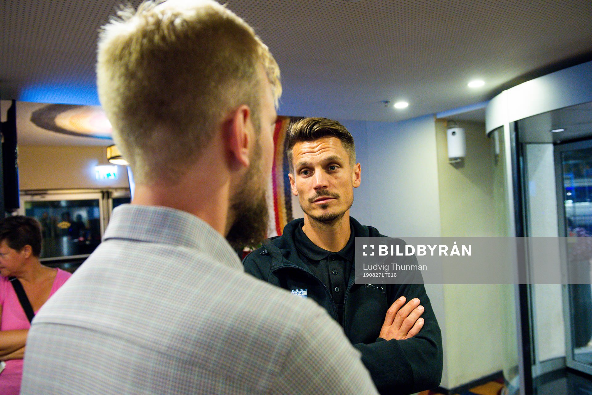 Markus Rosenberg of Malmö FF is interviewed by the press