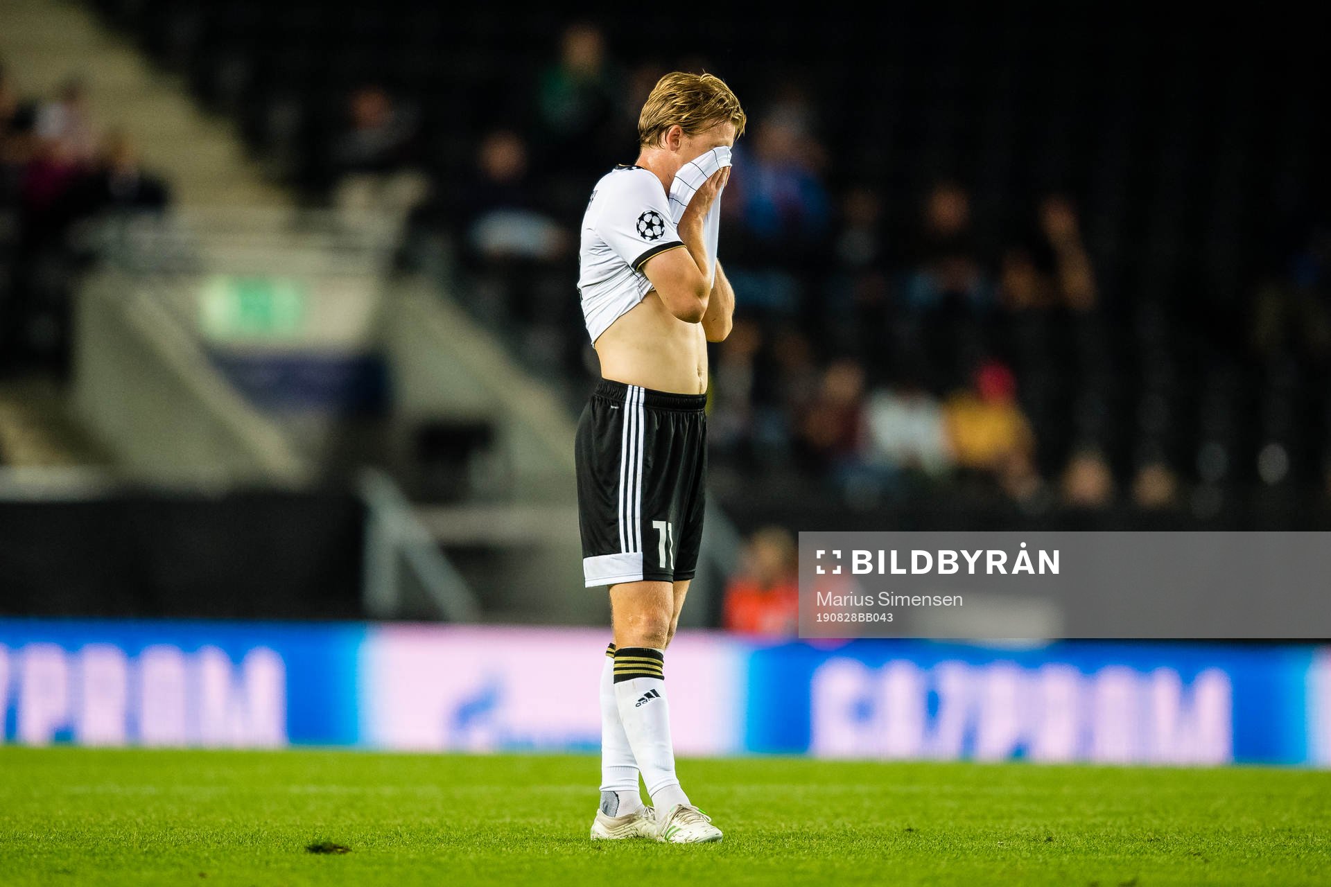 Yann-Erik Randa Bahezre de Lanlay of Rosenborg looks dejected during the Champions League play-off match between Rosenborg and Dinamo Zagreb on August 27, 2019 in Trondheim.