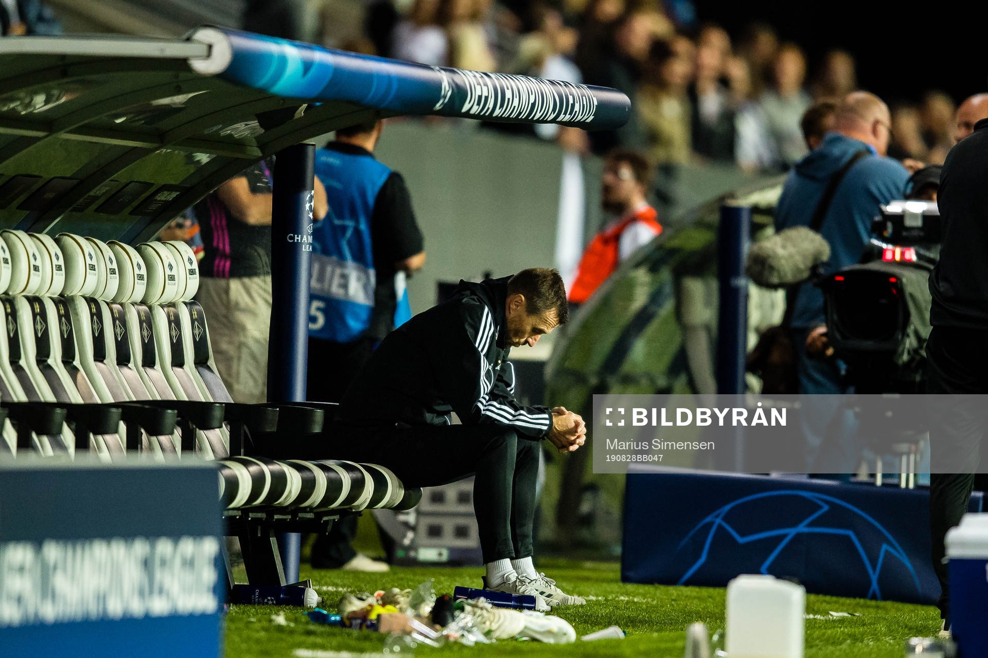 Eirik Horneland, head coach of Rosenborg,  looks dejected