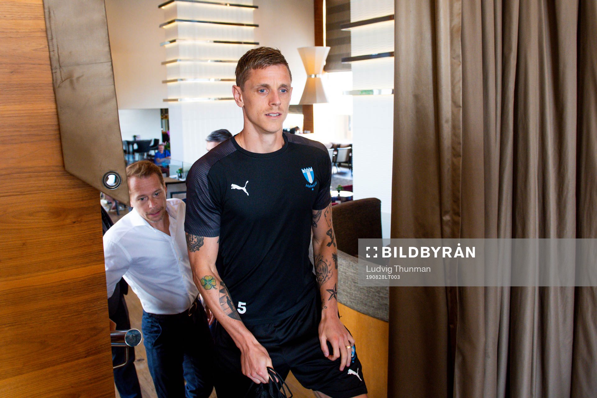 Sören Rieks of Malmö FF arrives to a press conference
