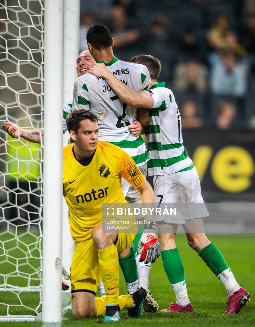 Goalkeeper Oscar Linnér of AIK looks dejected while