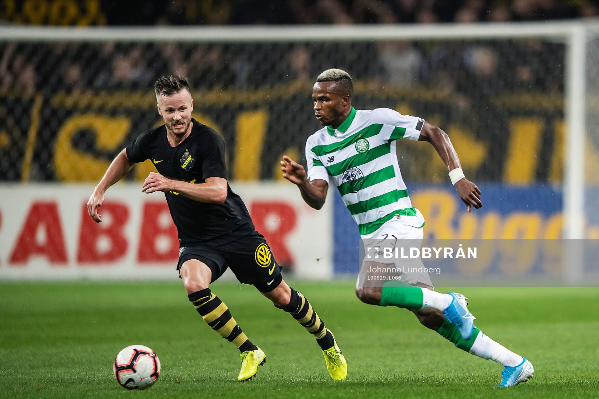Robert Lundström of AIK and Boli Bolingoli of Celtic