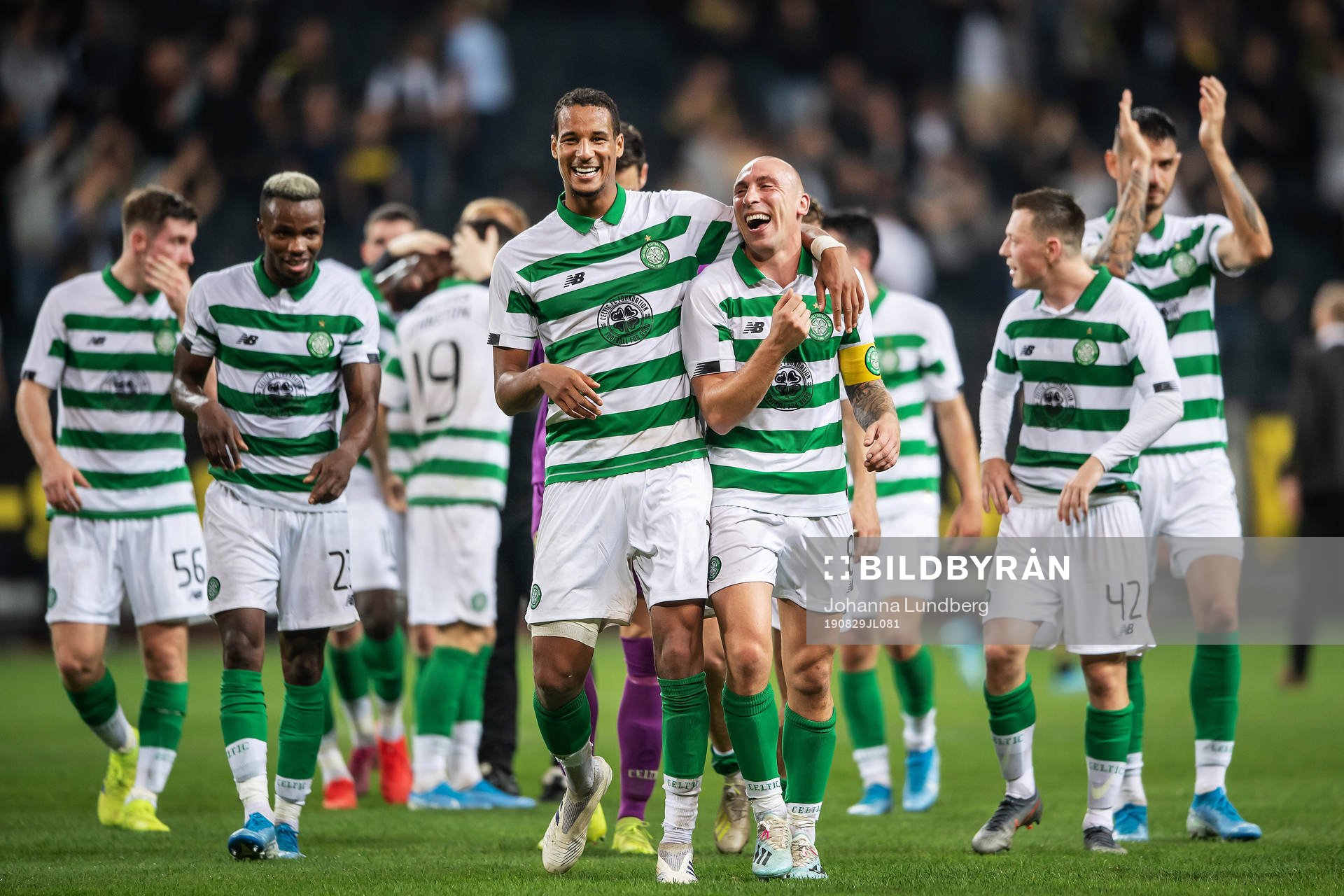 Christopher Jullien and Scott Brown of Celtic celebrates