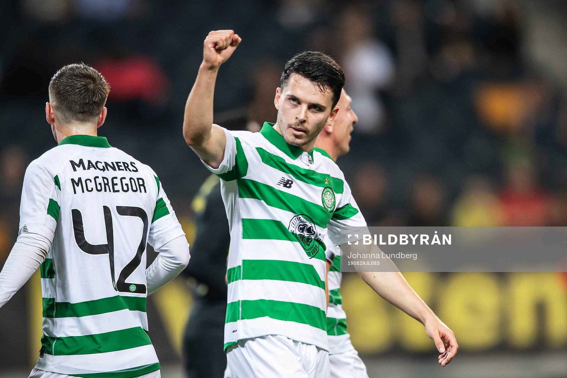 Lewis Morgan of Celtic celebrates
