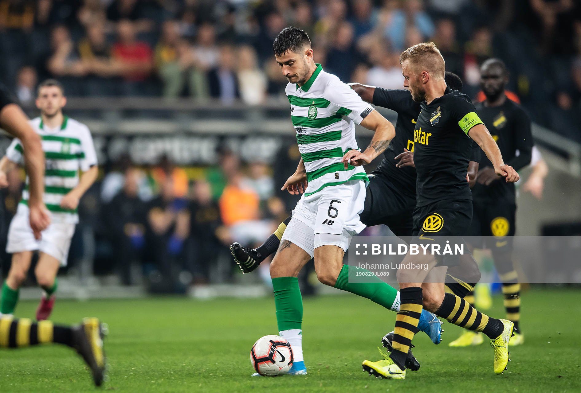 Nir Bitton of Celtic and Sebastian Larsson of AIK