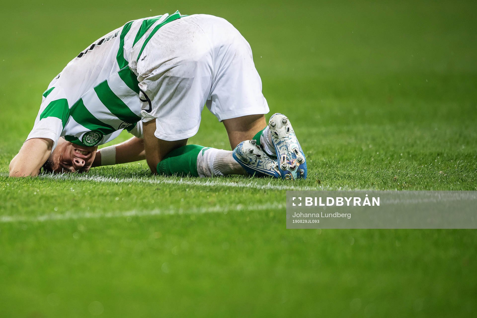 Michael Hohnston of Celtic in pain